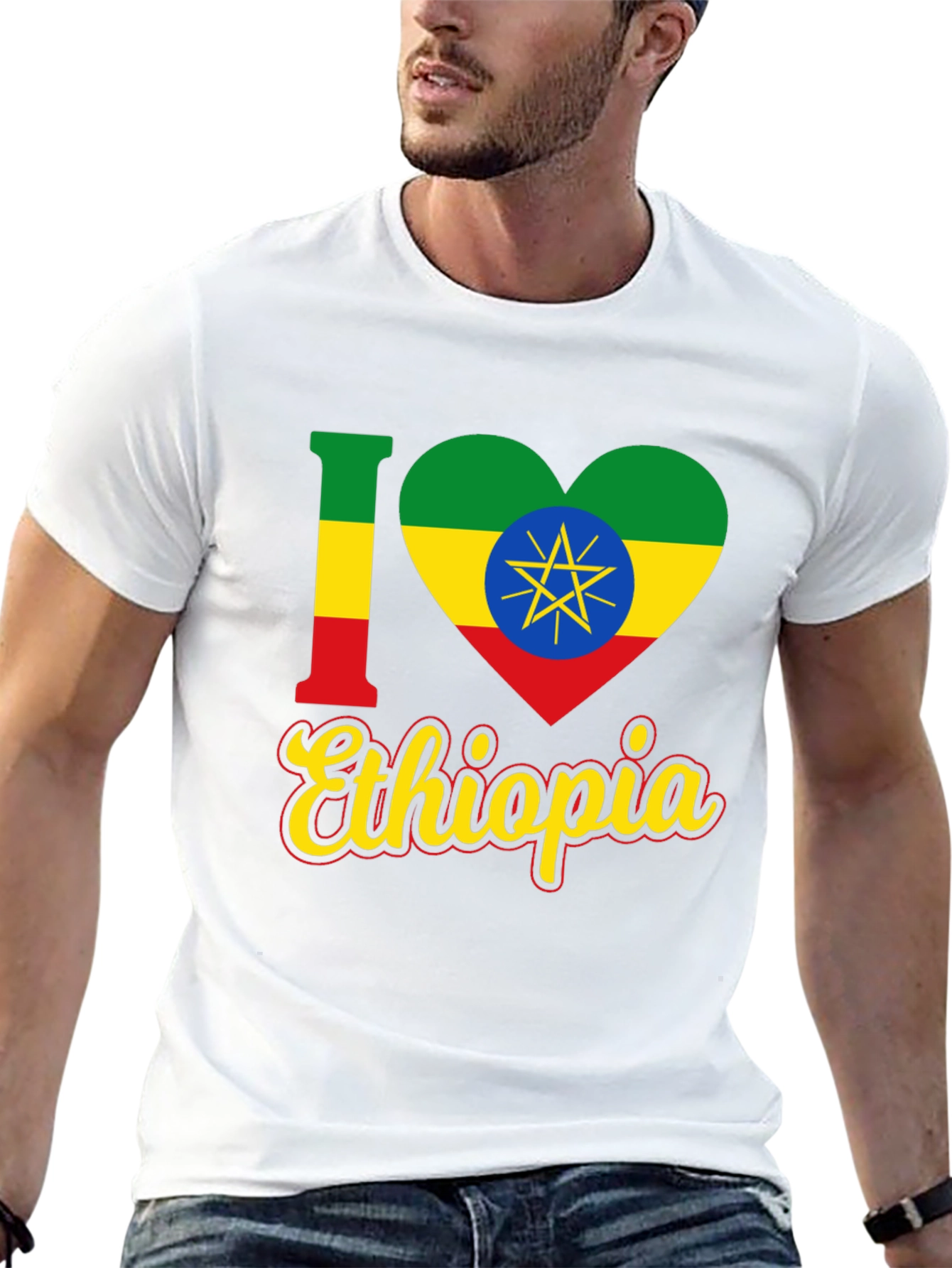 I Love Ethiopia Flag Heart T-Shirt