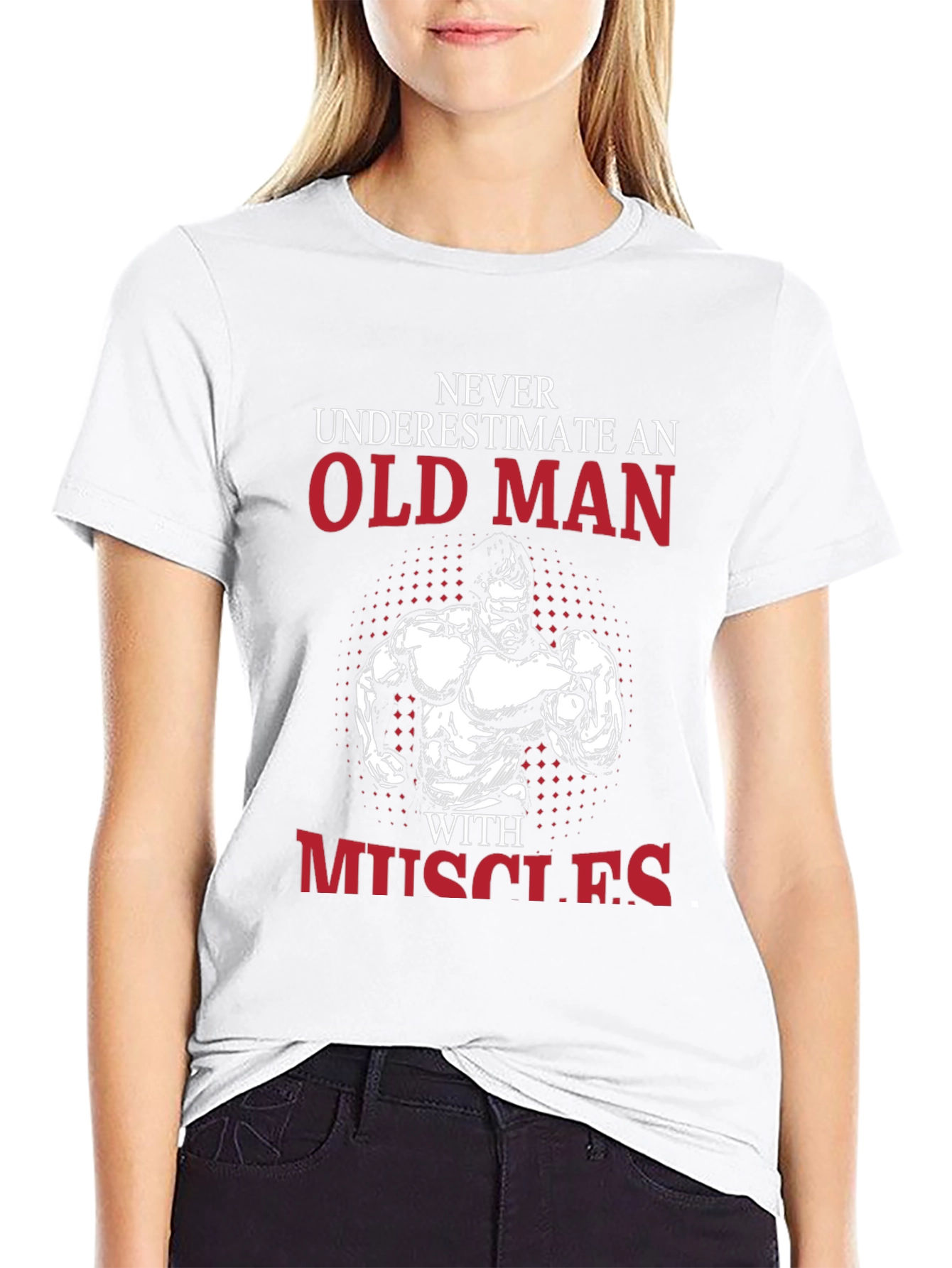 Old Man With Muscles Black T-Shirt