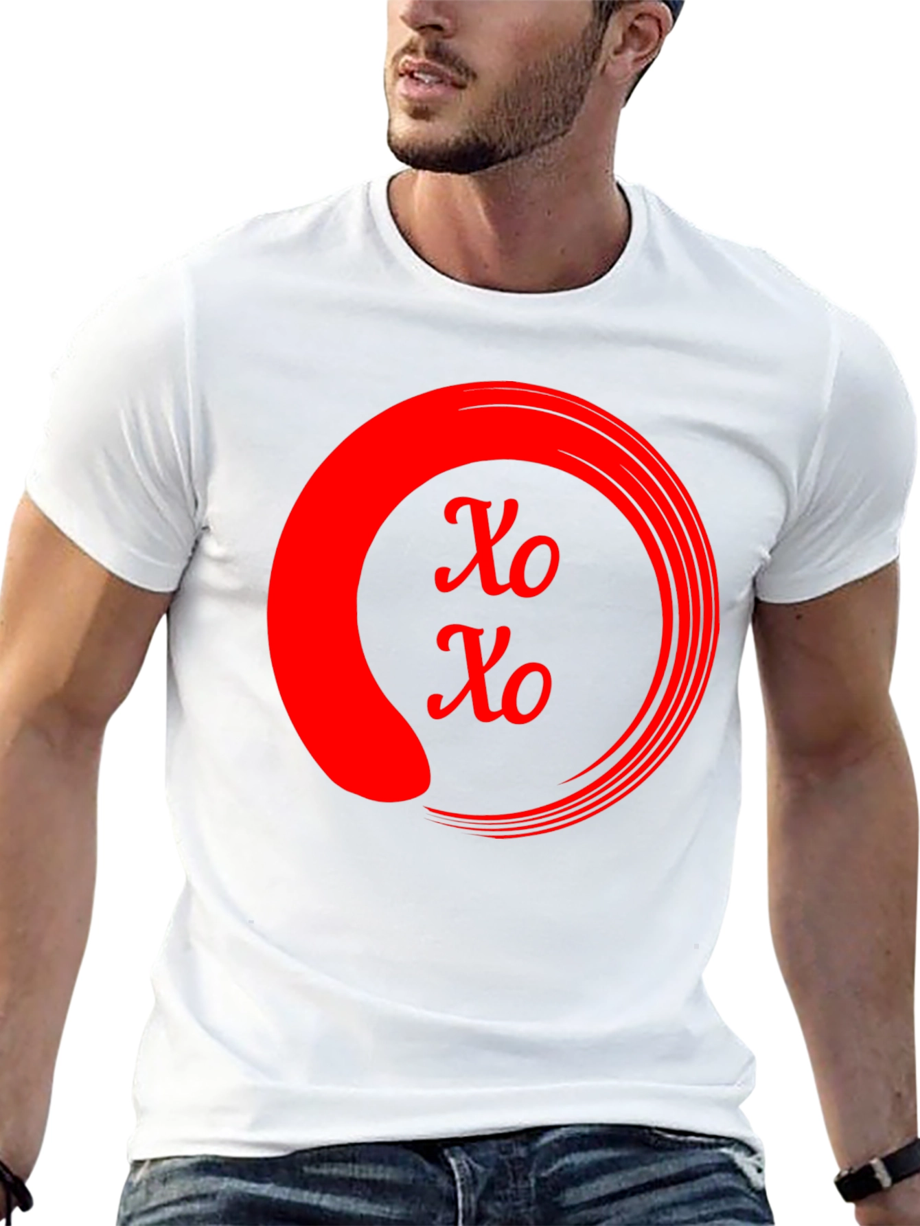 Red XO Circle Graphic Black T-Shirt