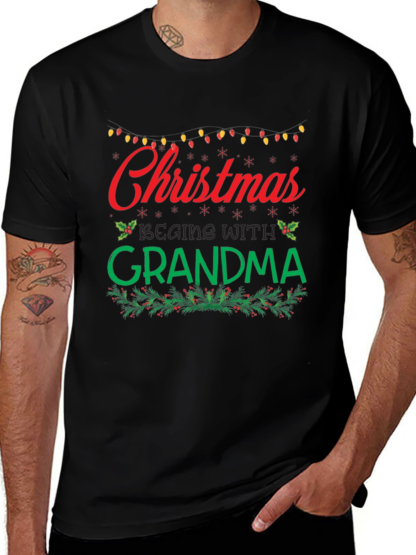 Christmas Begins With Grandma Graphic T-Shirt