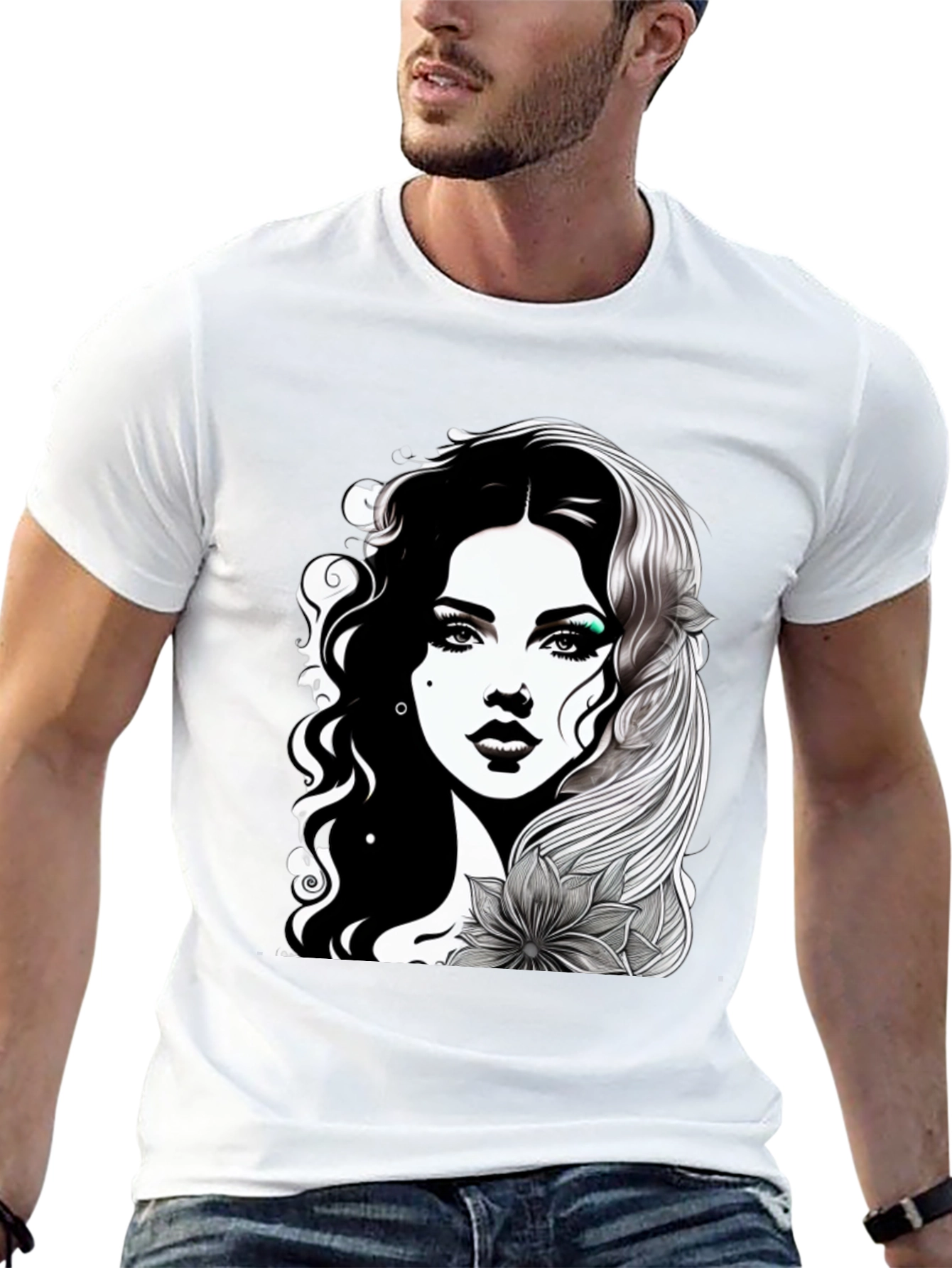 Elegant Woman Graphic Tee - Stylish Black T-Shirt
