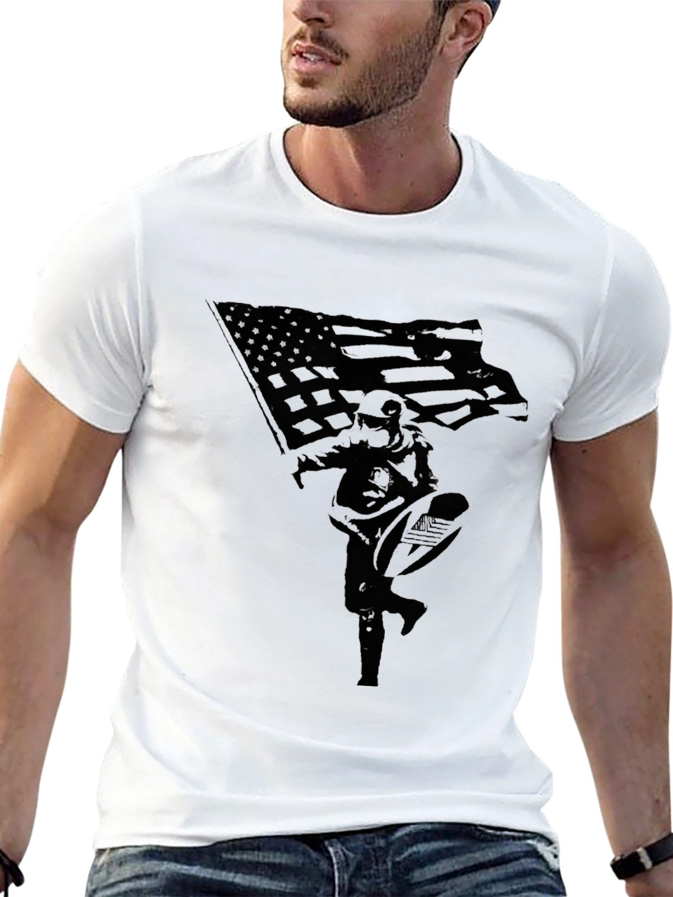 Patriotic Soldier Graphic Tee - Black