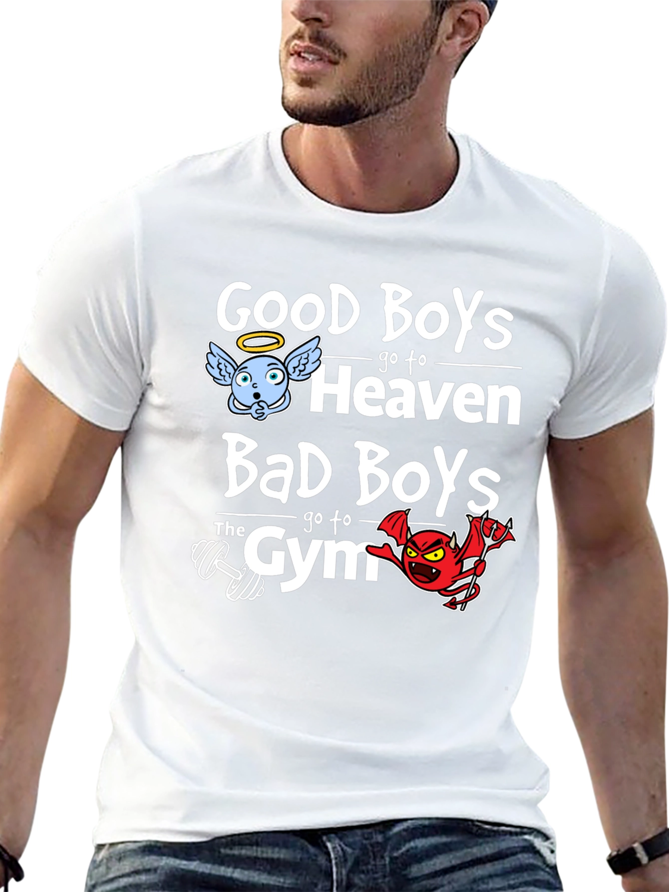 Good Boys Heaven Bad Boys Gym Graphic Tee