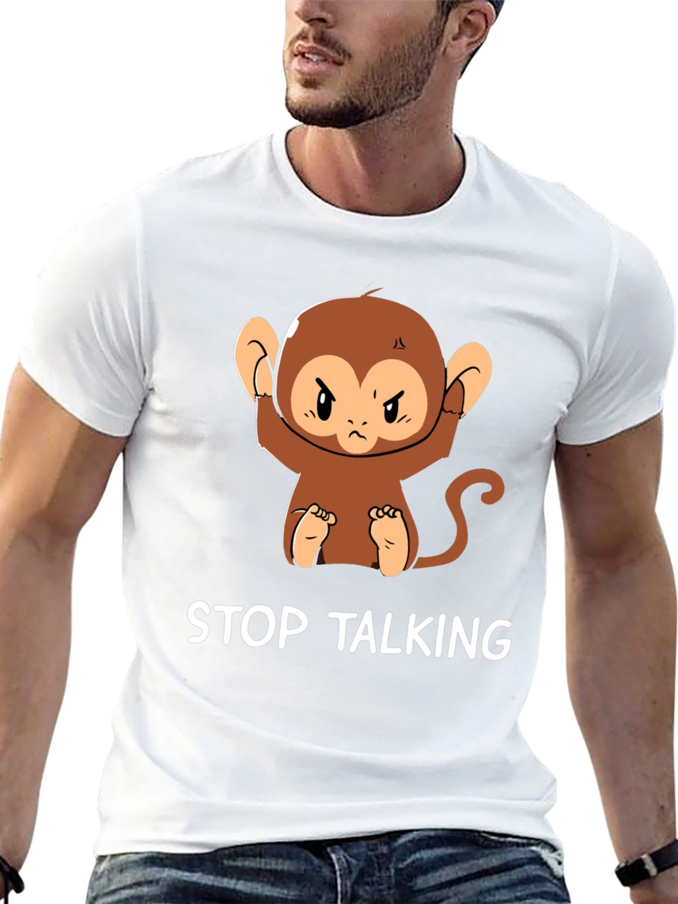 Stop Talking Monkey Graphic T-Shirt
