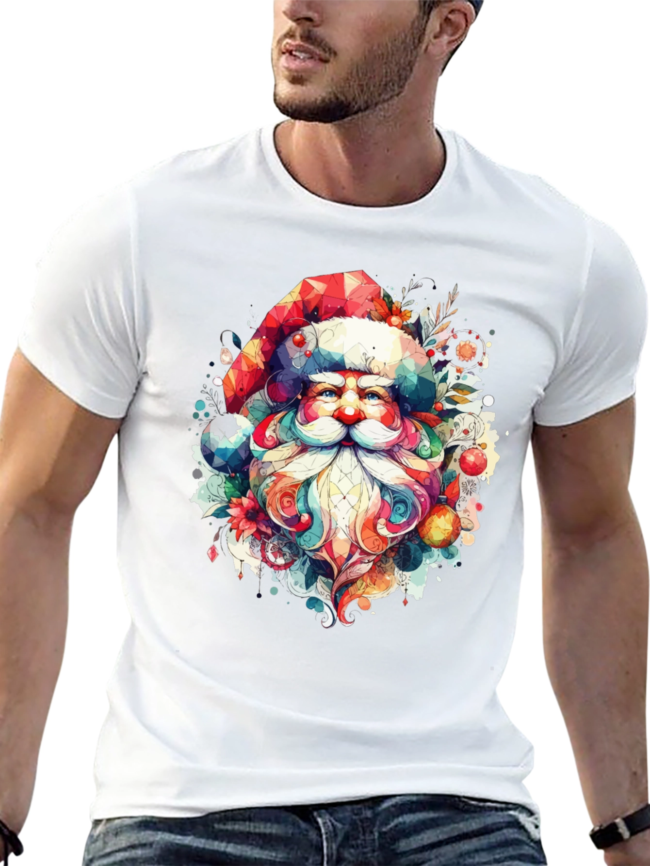 Festive Santa Graphic Tee - Holiday Cheer