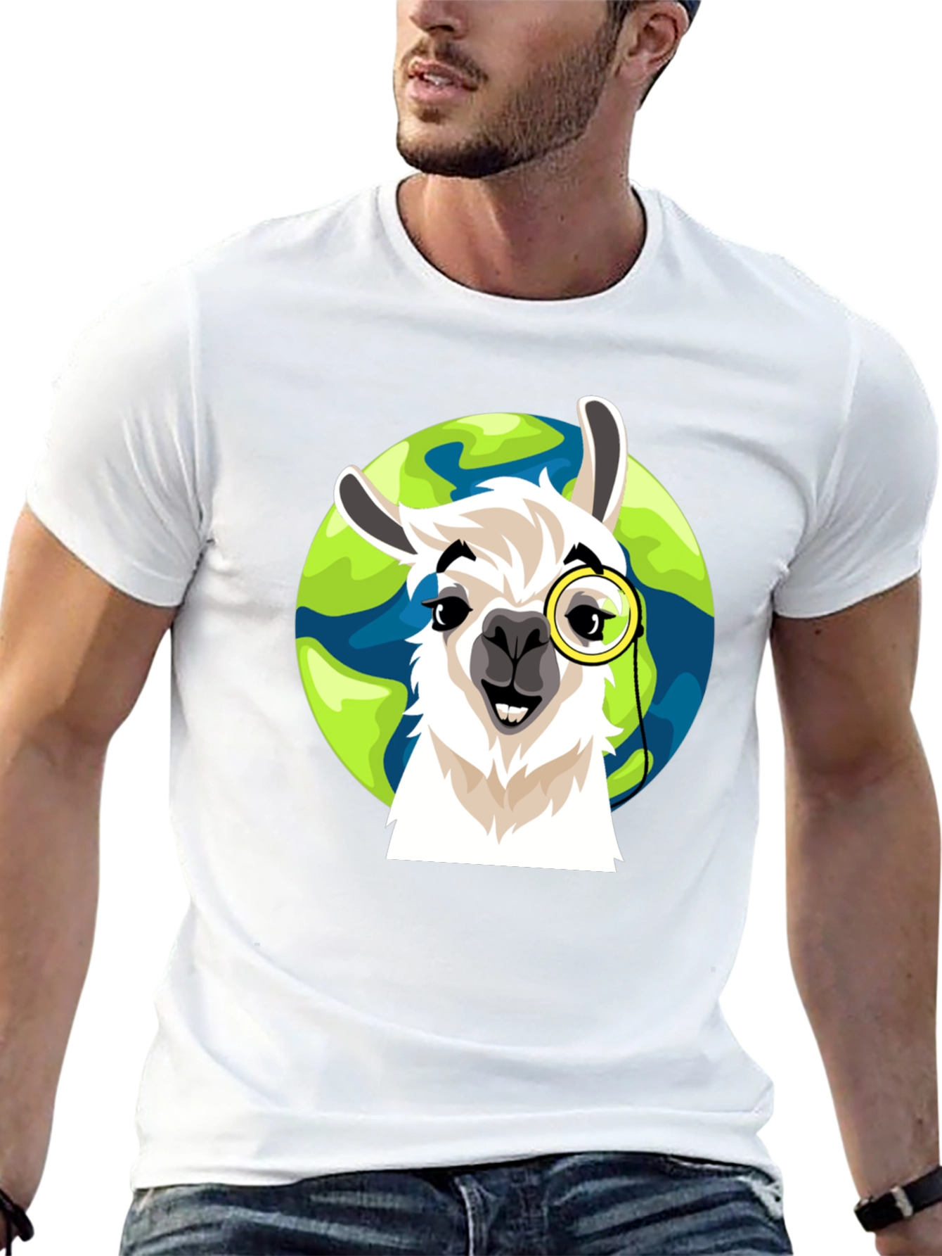 Llama Monocle Graphic T-Shirt - Eco-Friendly Design