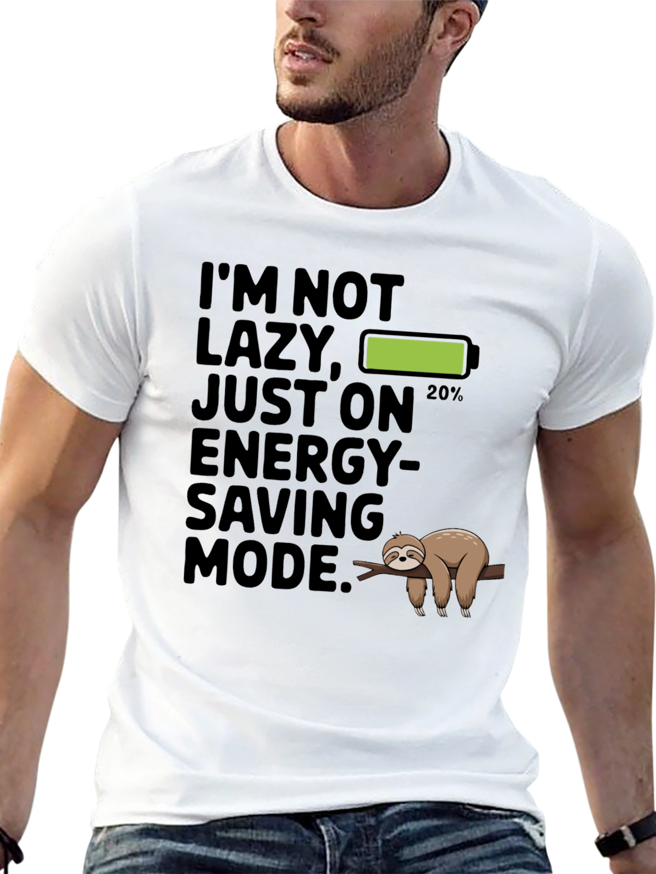 Funny Sloth Energy Saving Mode Graphic T-Shirt