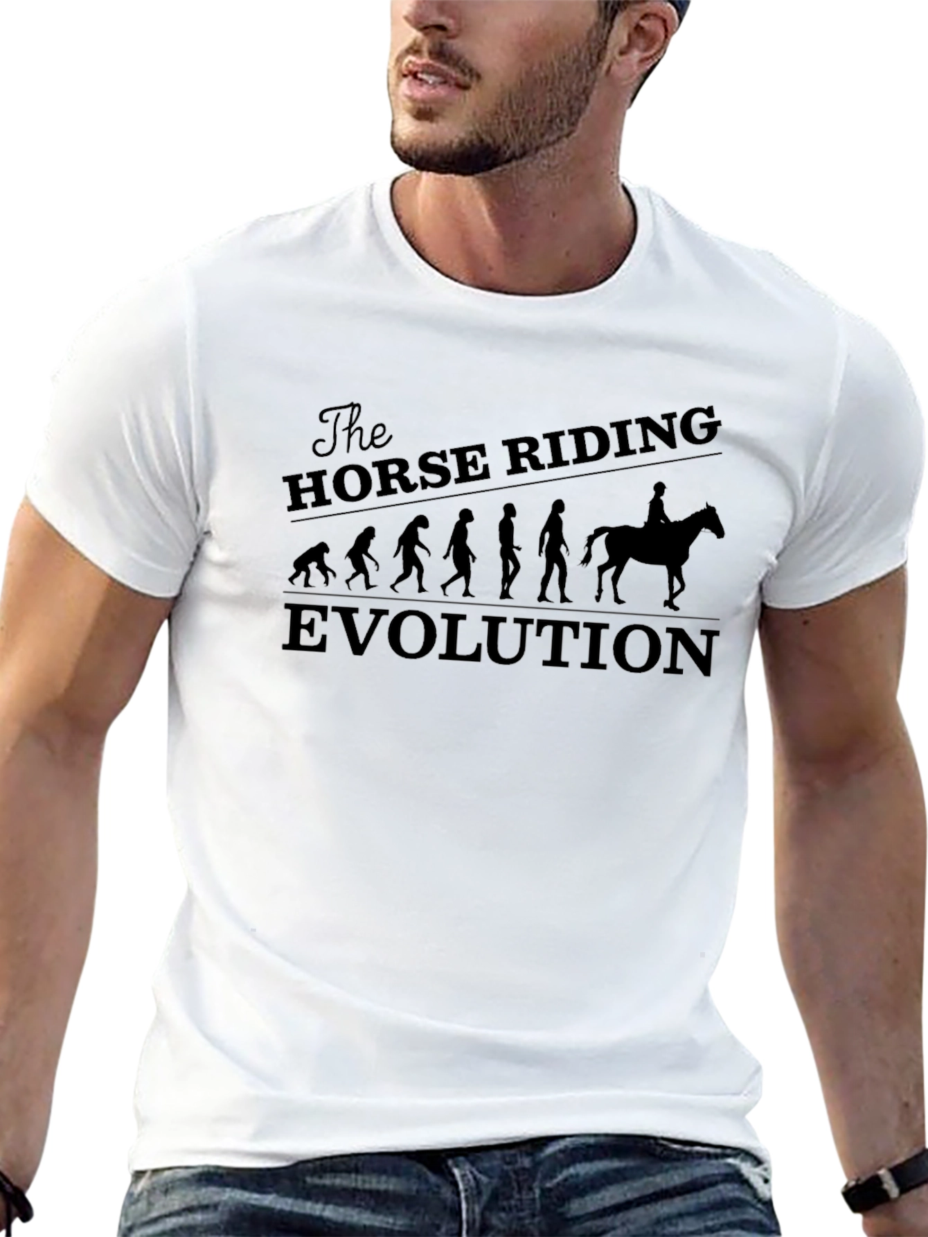 Horse Riding Evolution Graphic Tee - Black