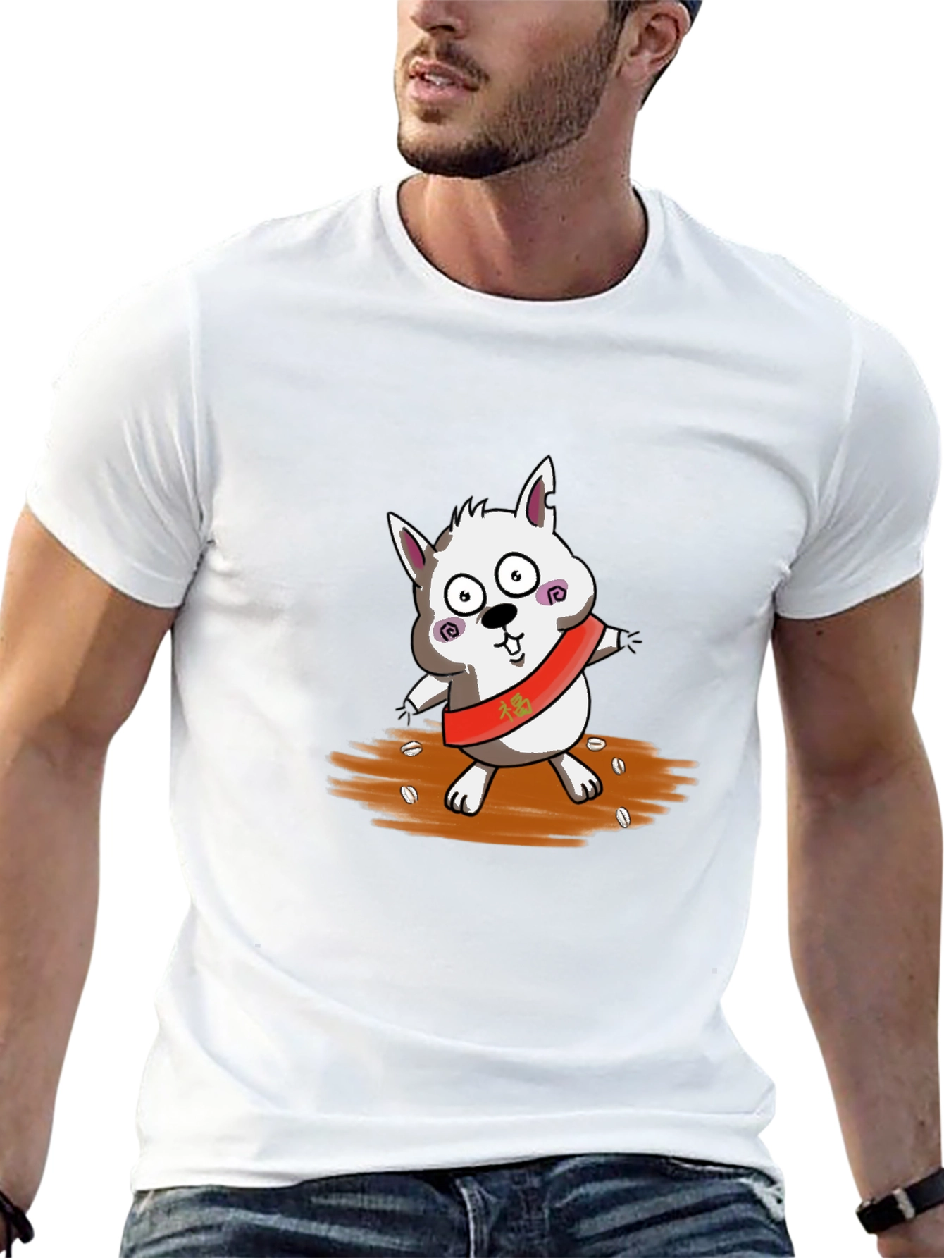 Cartoon Dog Graphic Black T-Shirt