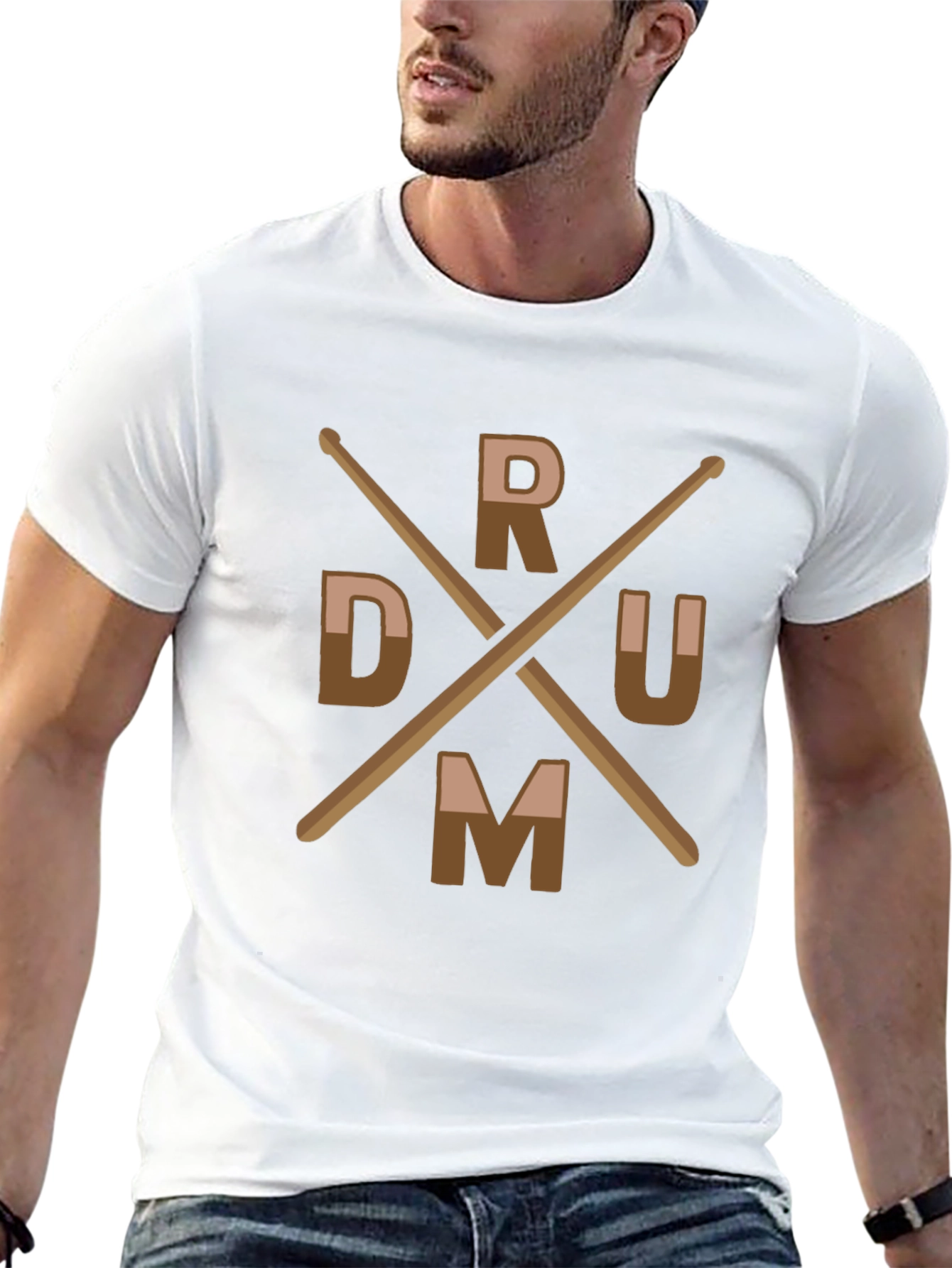 Drummer T-Shirt with Drum Sticks Design