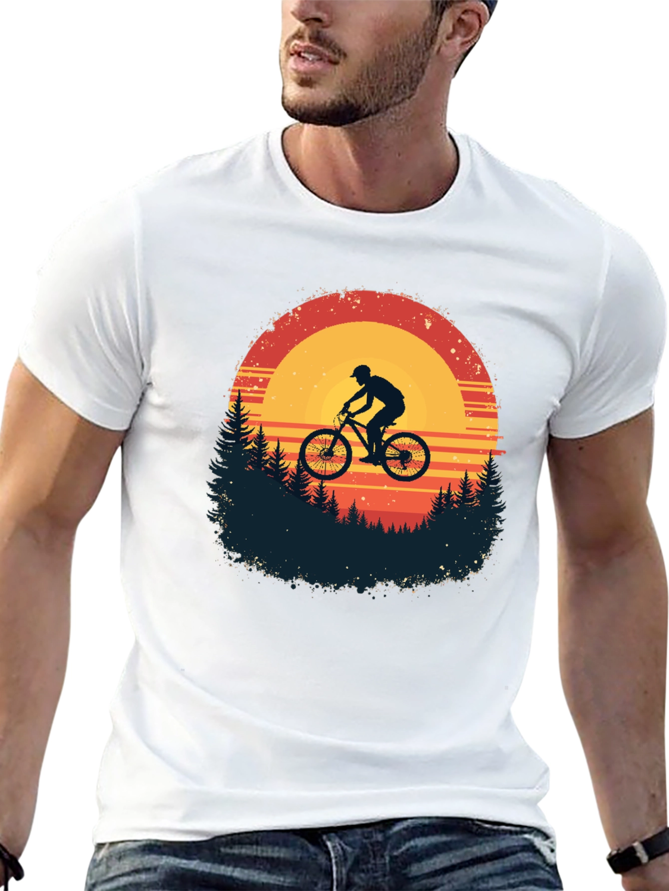 Mountain Biker Sunset Graphic Tee