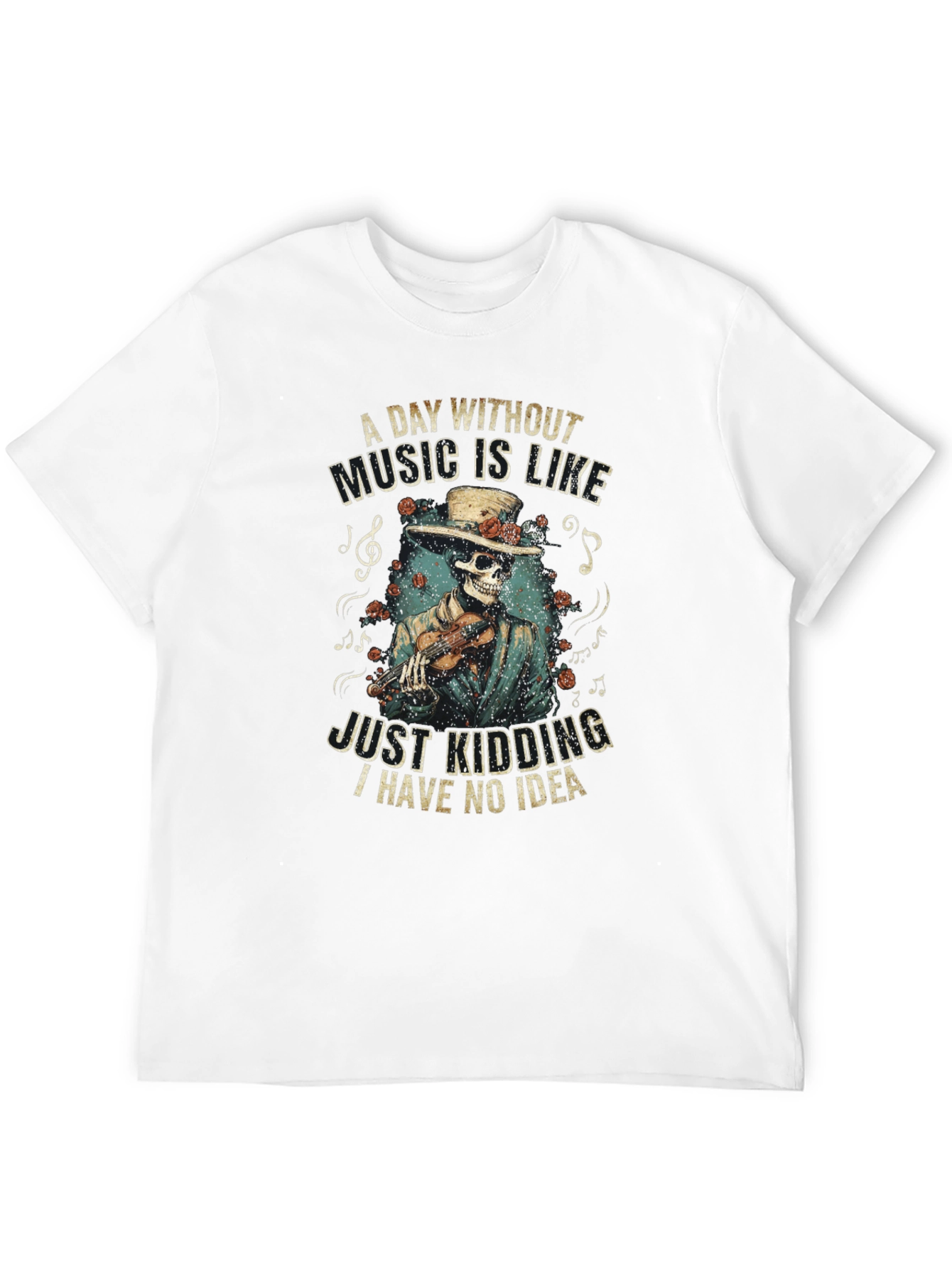 Music Lovers Skeleton Tee - A Day Without Music