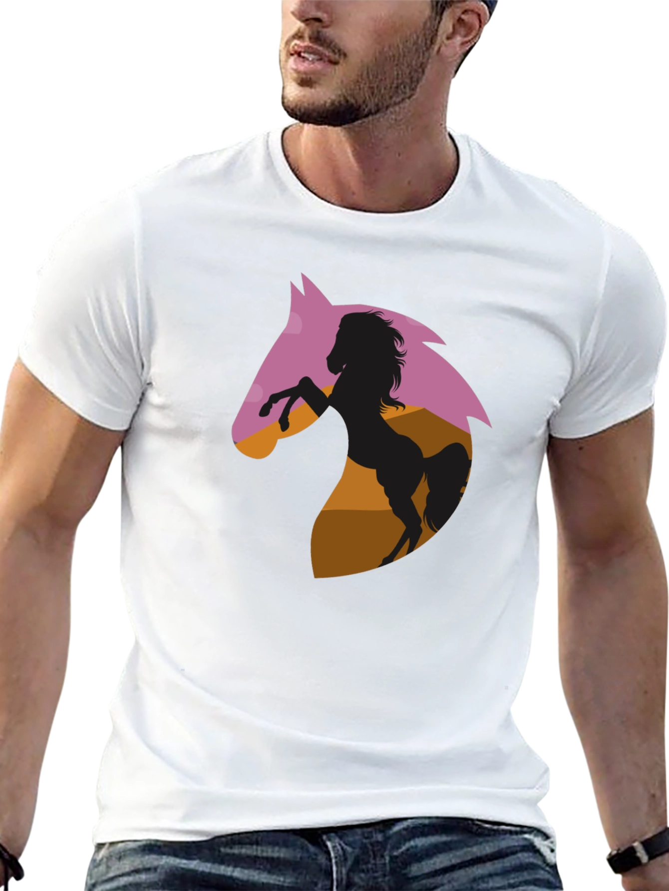 Horse Silhouette Graphic Tee - Black