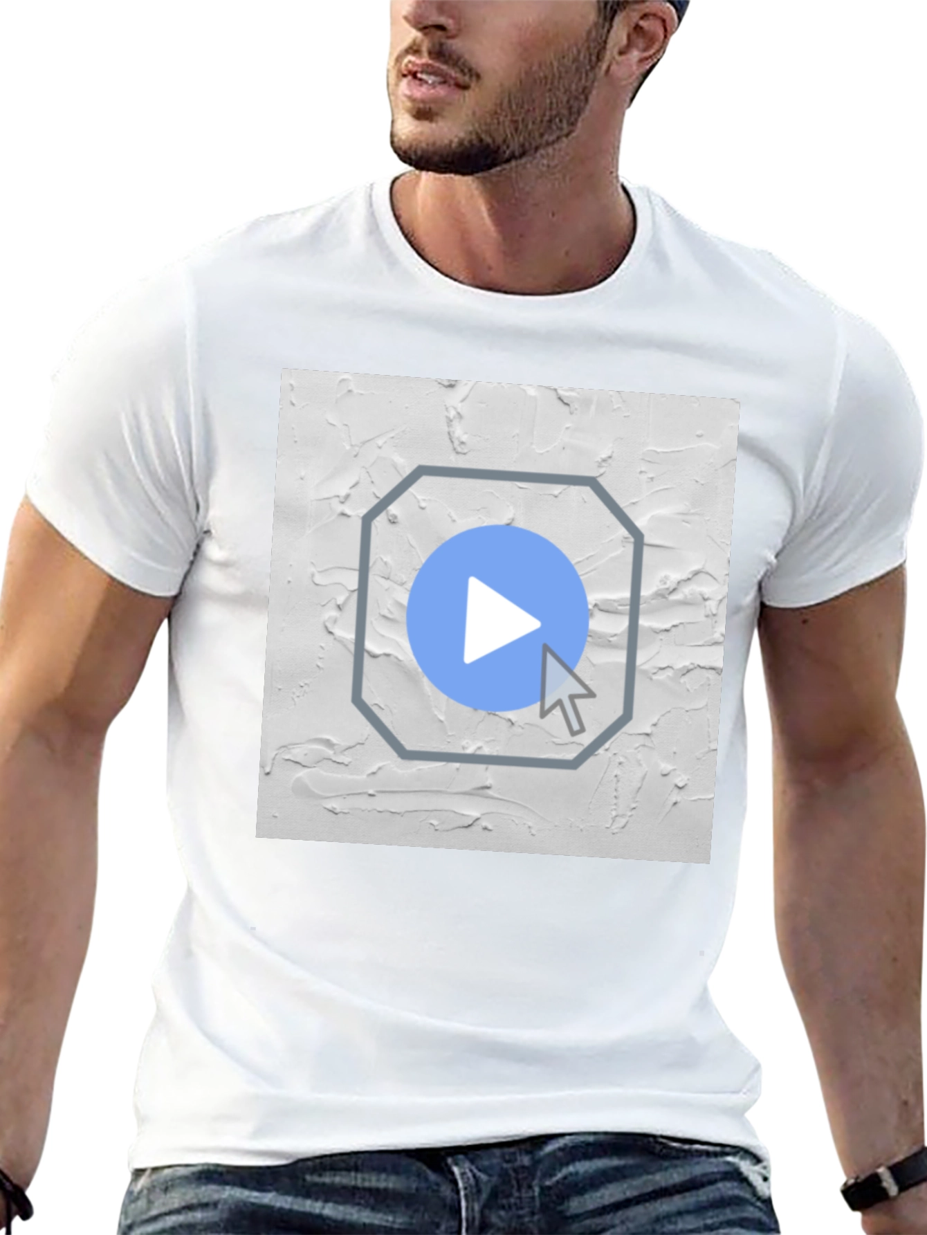 Abstract Play Button Graphic T-Shirt