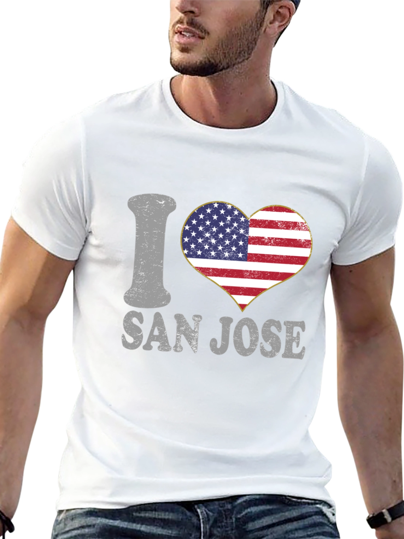 I Heart San Jose T-Shirt American Flag Heart