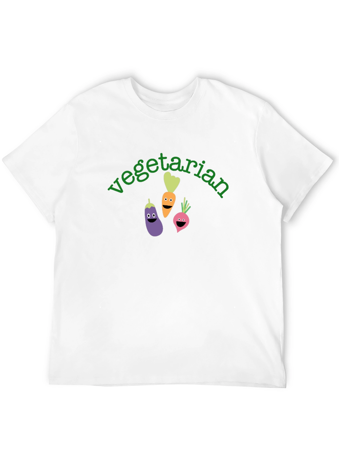 Vegetarian Cartoon Vegetable Graphic Black T-Shirt