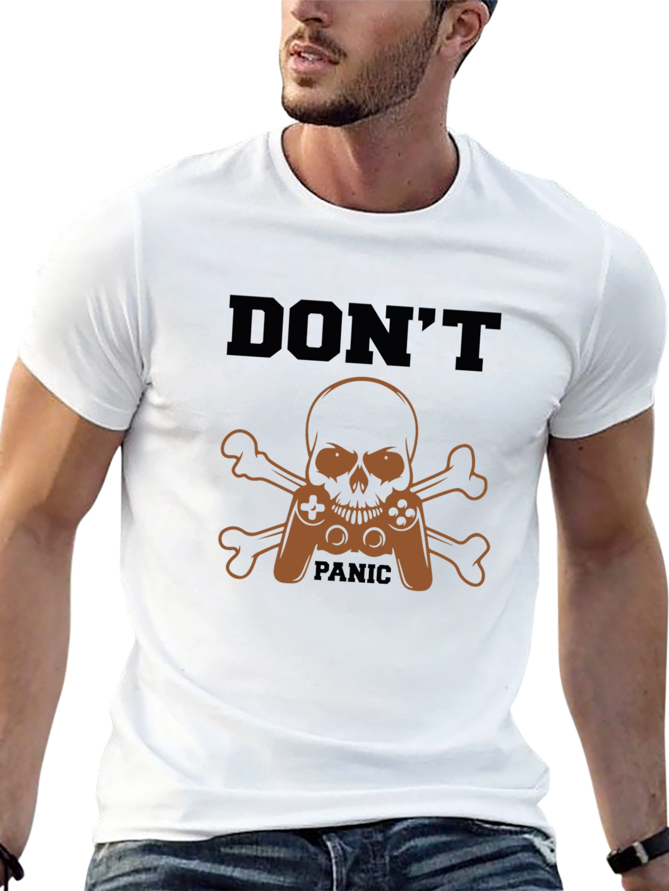 Dont Panic Gamer Skull T-Shirt