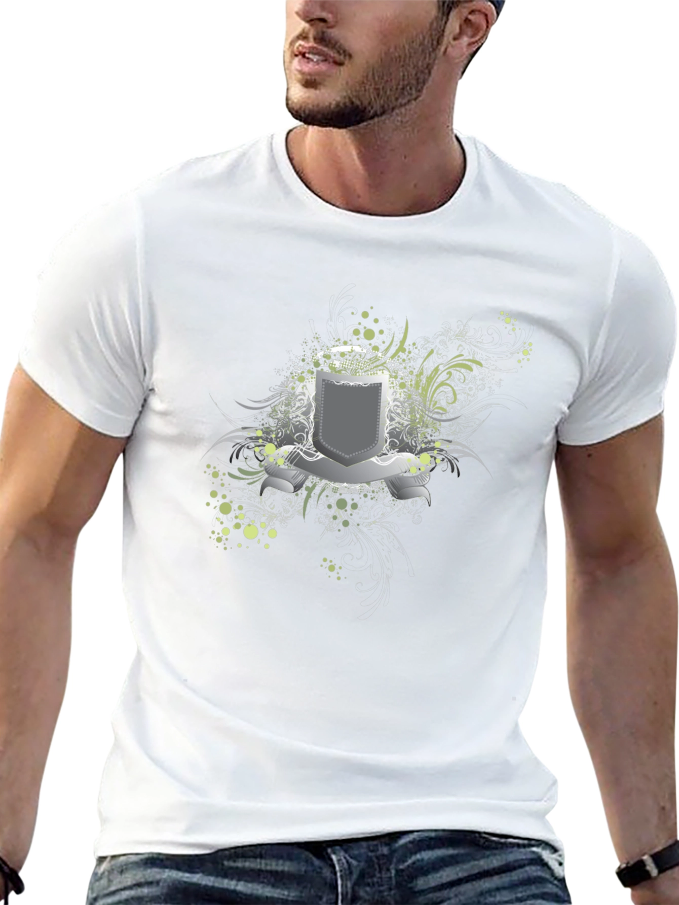 Graphic Tee: Shield Design Black T-Shirt