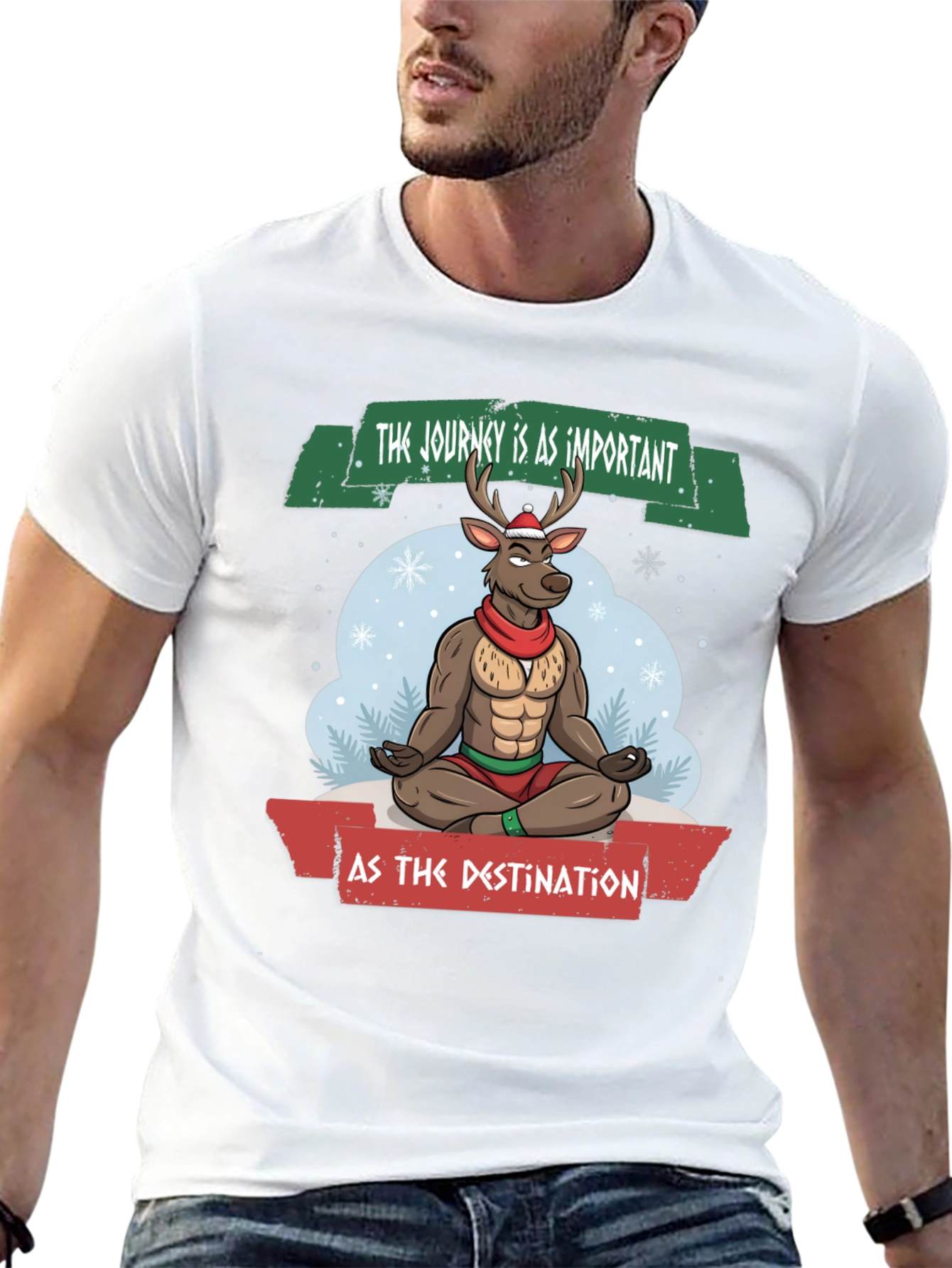 Meditating Reindeer Graphic T-Shirt