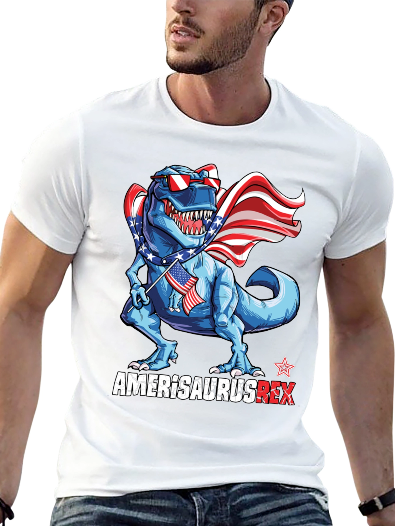 Amerisaurus Rex Patriotic Dinosaur T-Shirt