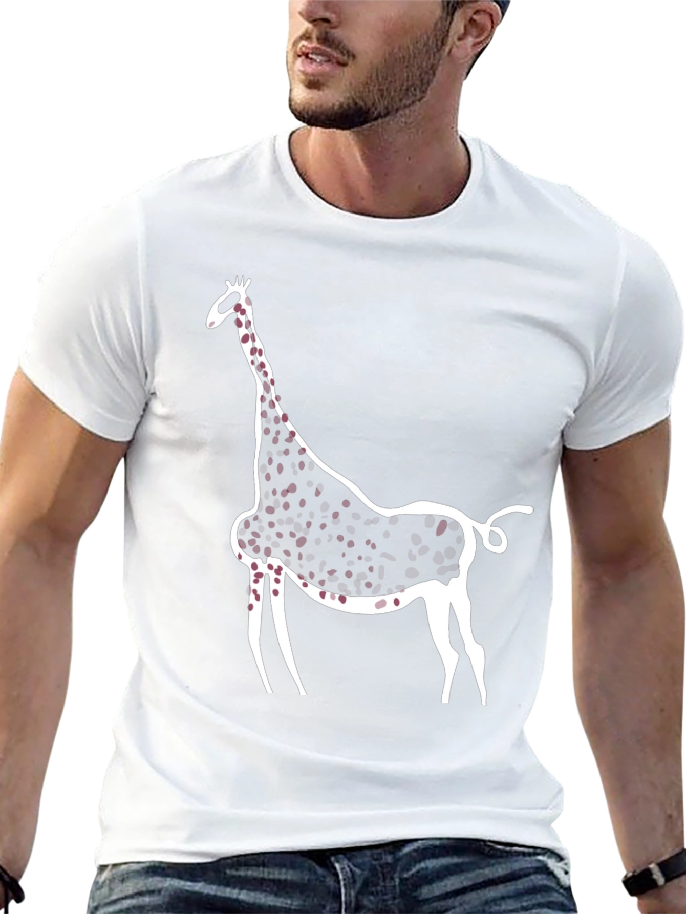 Abstract Giraffe Print Black T-Shirt