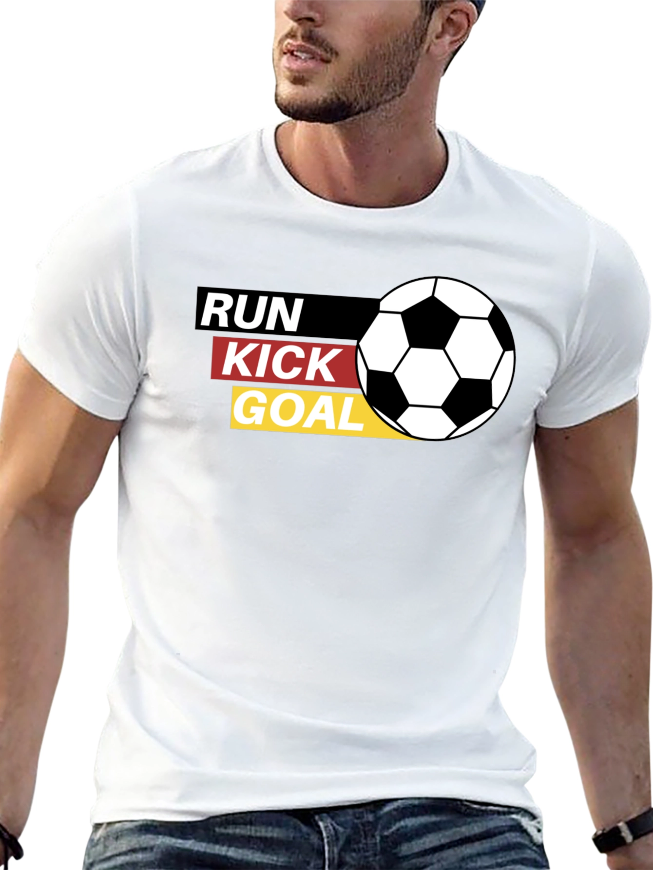 Run Kick Goal Soccer T-Shirt - Black