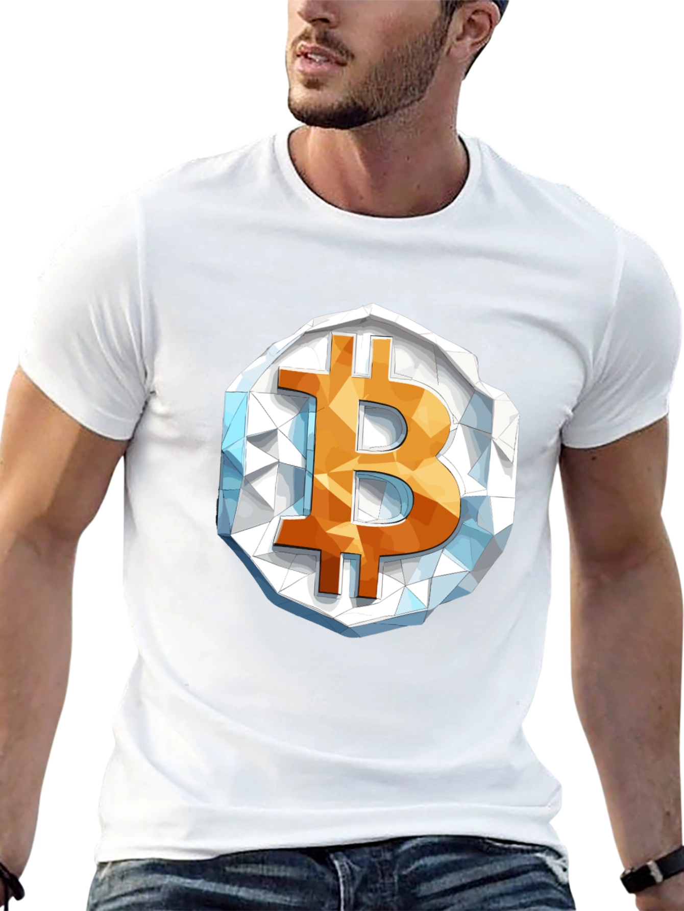 Bitcoin Crypto T-Shirt - Geometric B Design