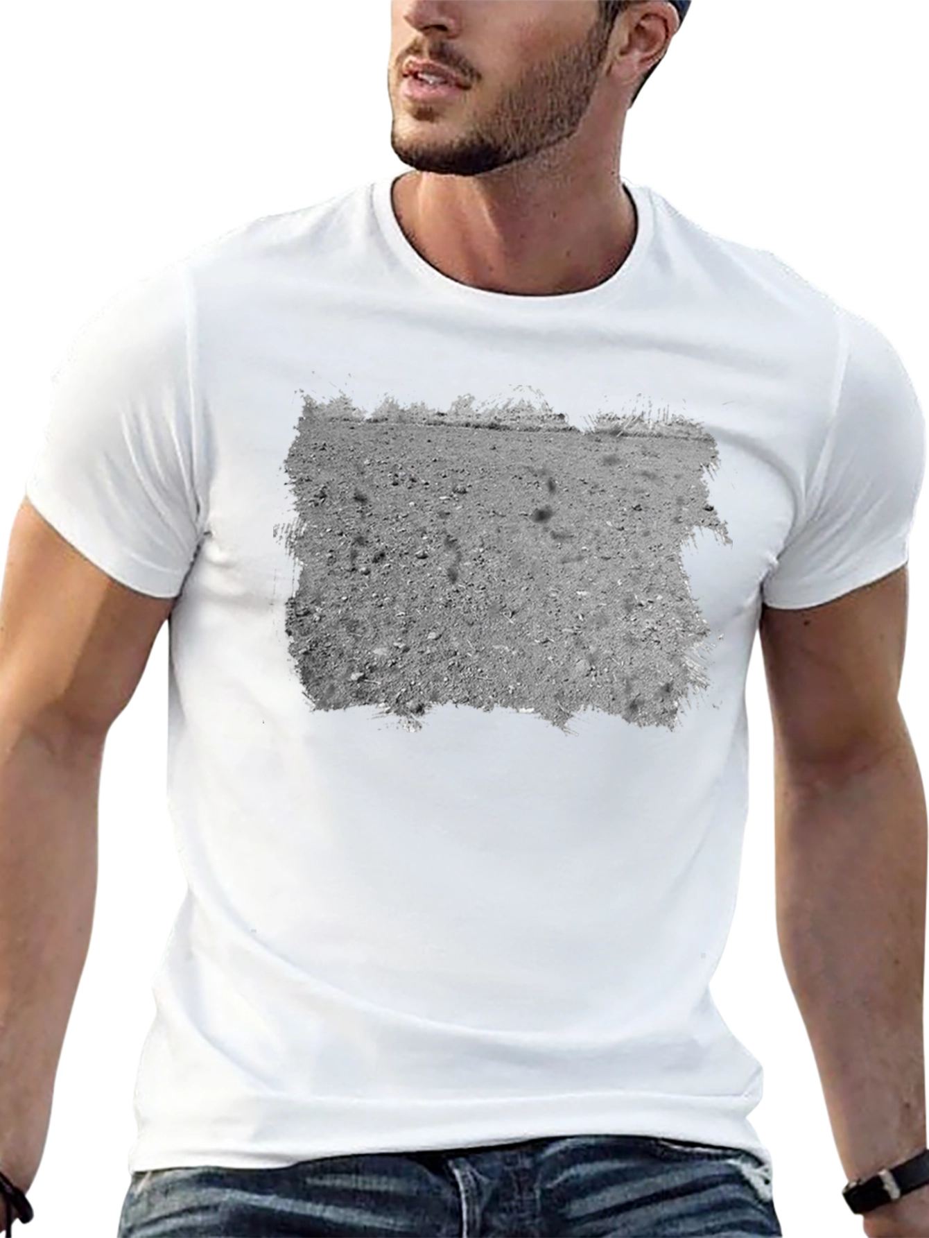 Lunar Surface Graphic Tee - Black Cotton Casual Shirt