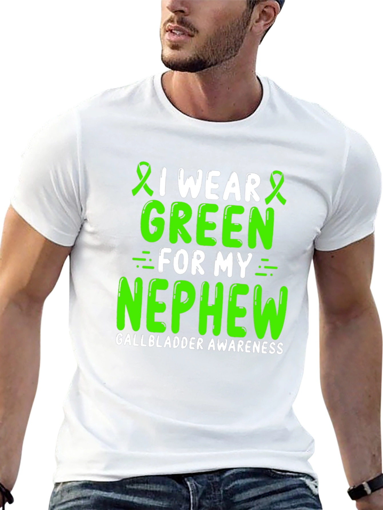 Gallbladder Awareness Green Ribbon T-Shirt for Nephew