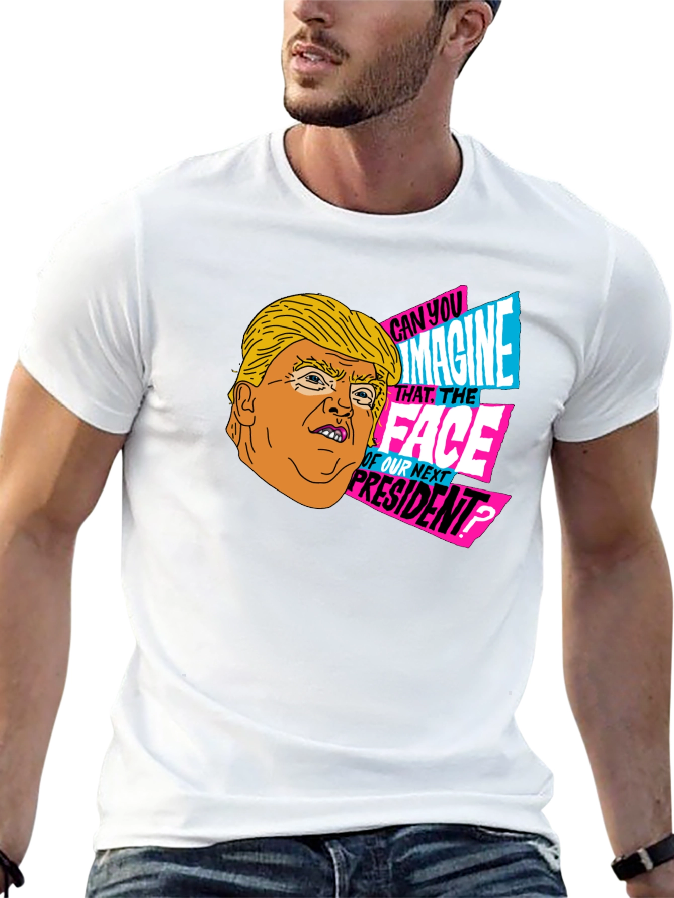 Trump Cartoon Graphic T-Shirt - Novelty Political Tee