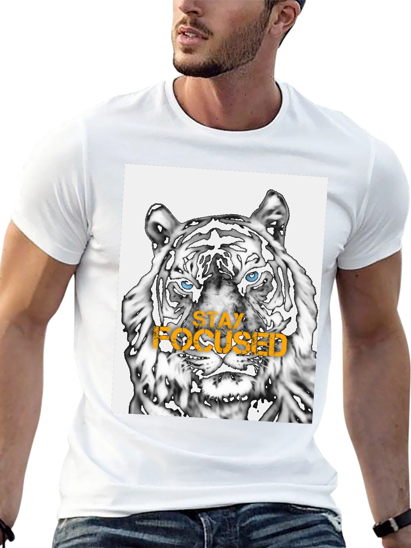 Stay Focused Tiger Graphic Tee - Black