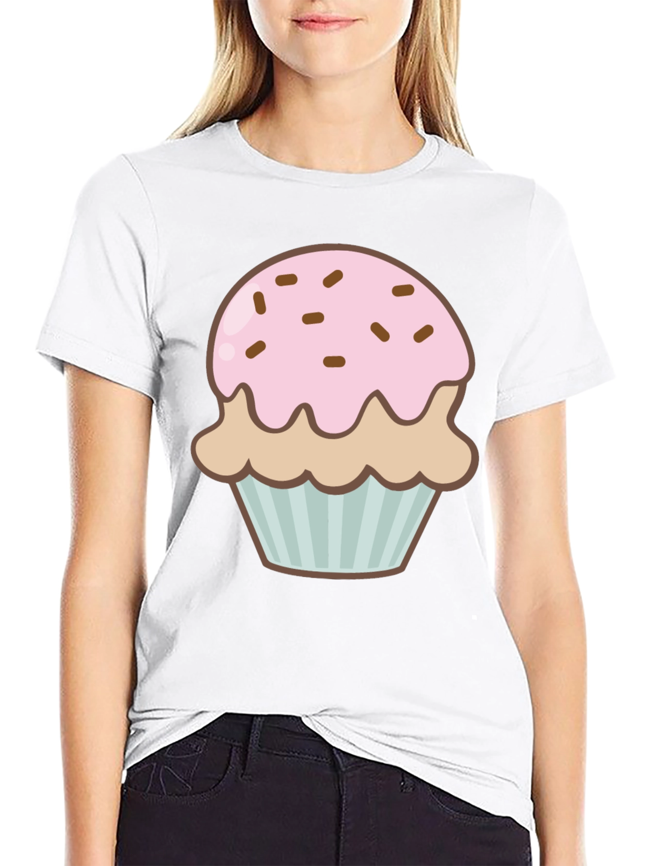 Cupcake Graphic Print Black T-Shirt