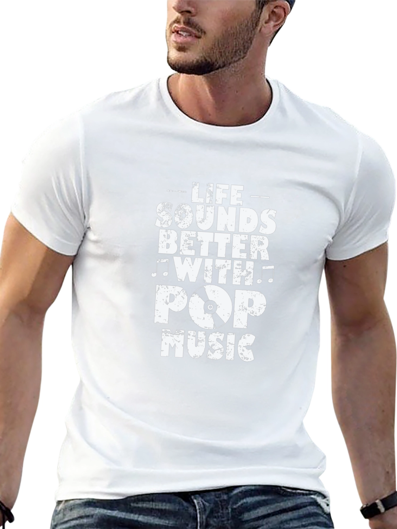 Life Sounds Better Pop Music Black T-Shirt