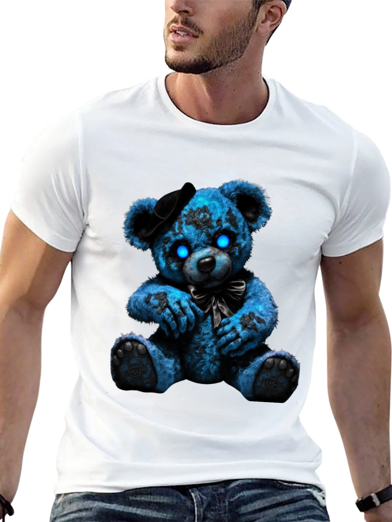 Glow-Eyed Teddy Bear Graphic T-Shirt