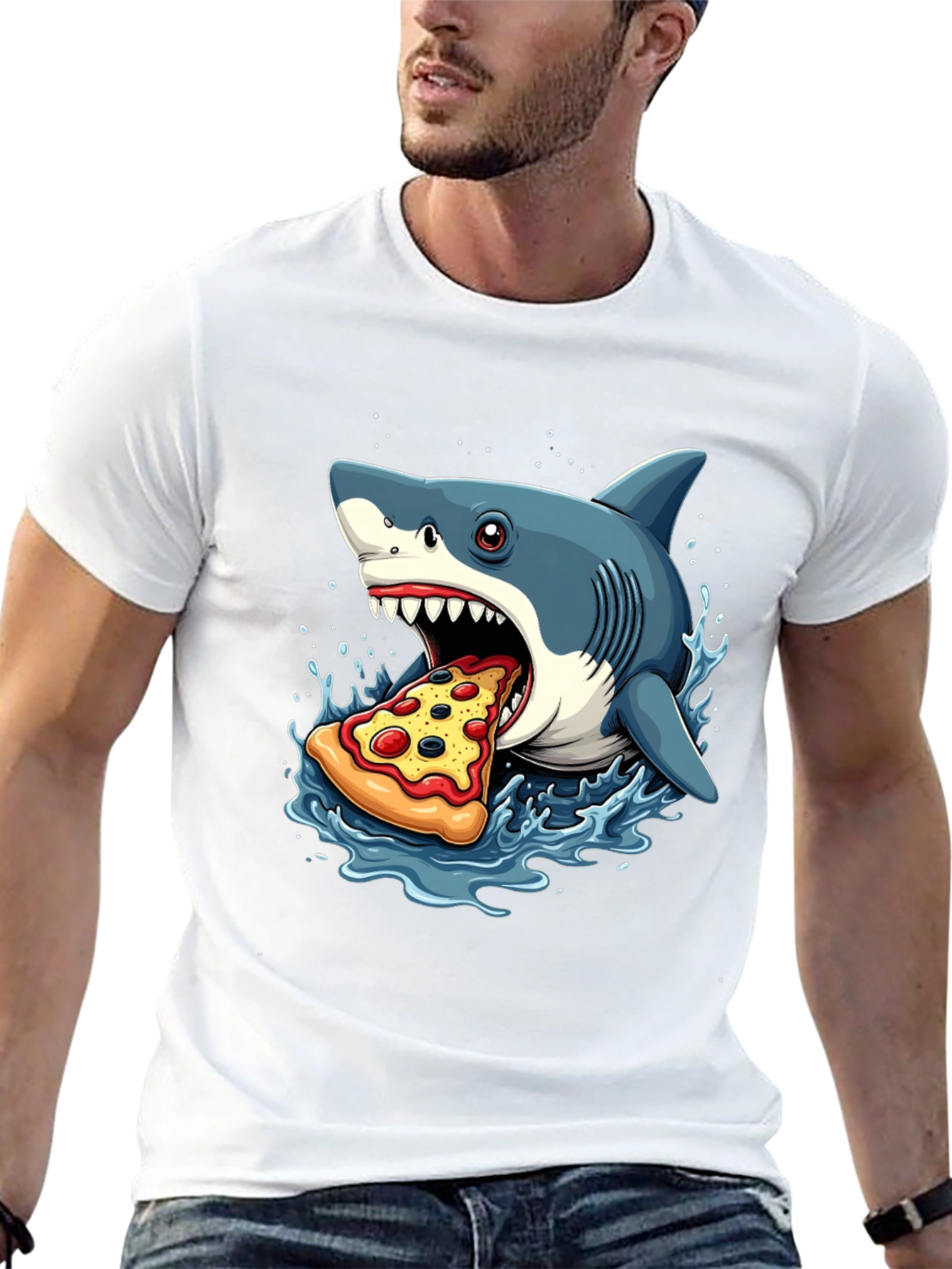 Shark Pizza T-Shirt - Funny Graphic Tee