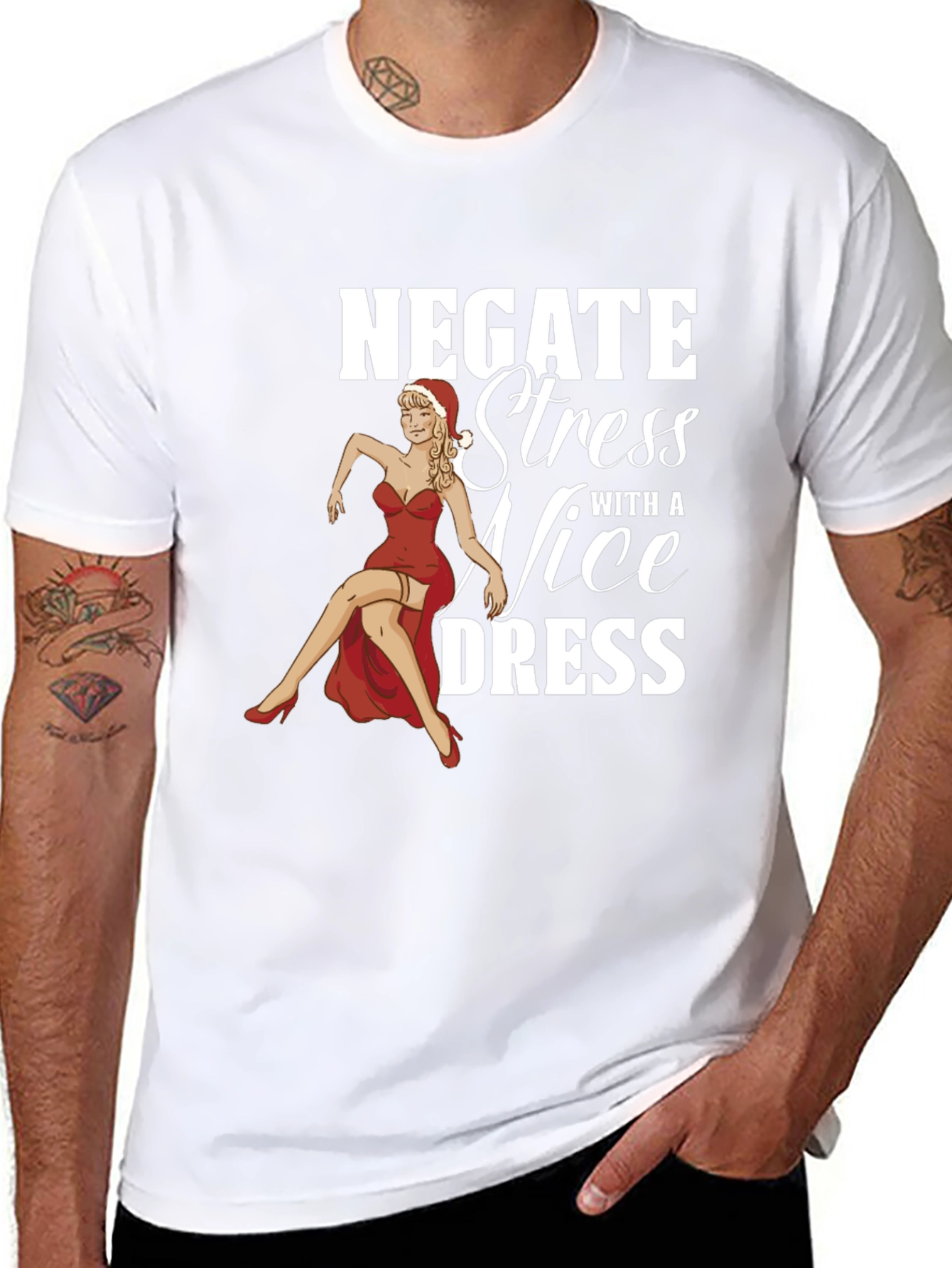 Negate Stress Nice Dress Funny Graphic Tee