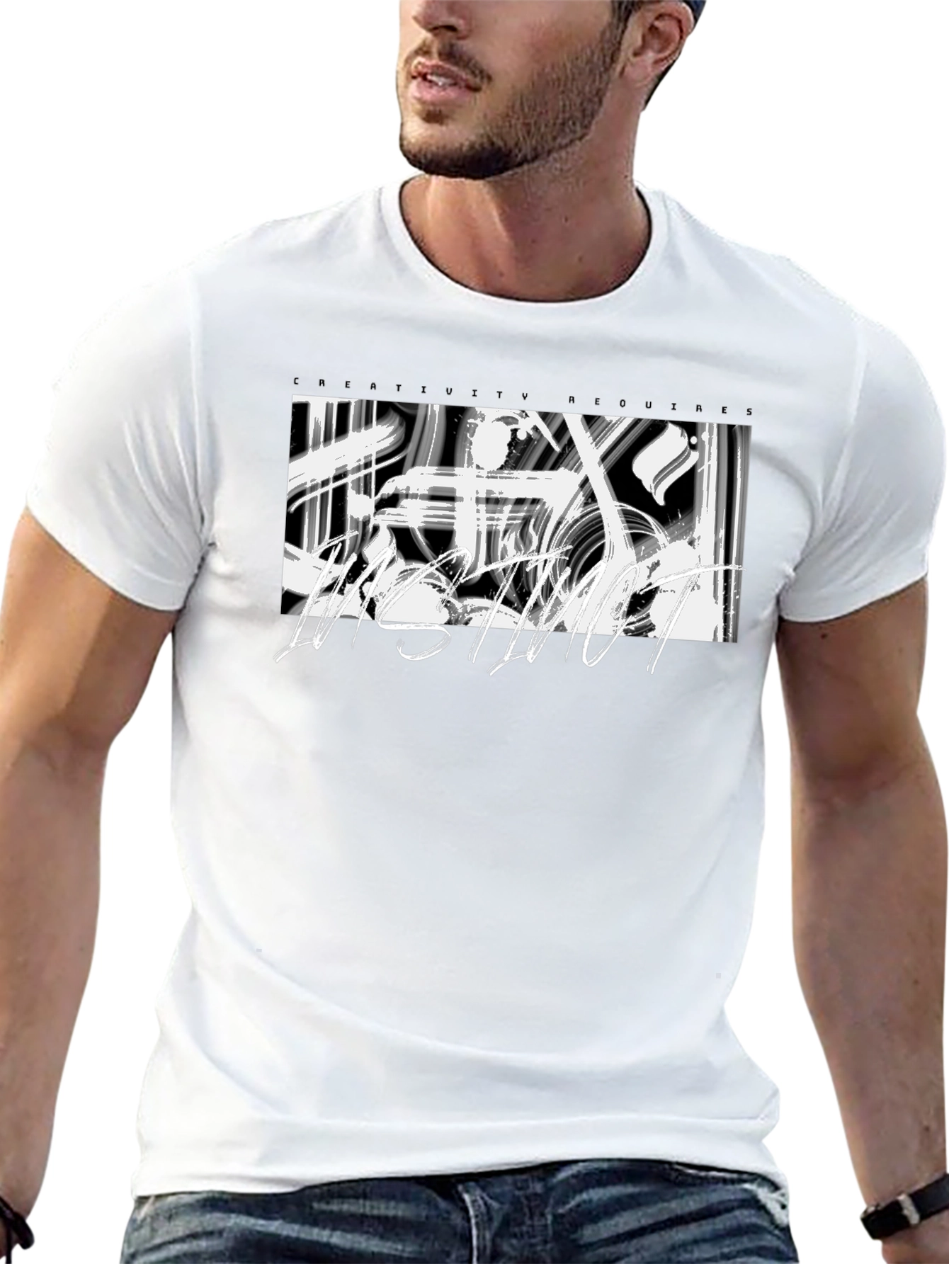 Abstract Graphic Print Black Casual T-Shirt