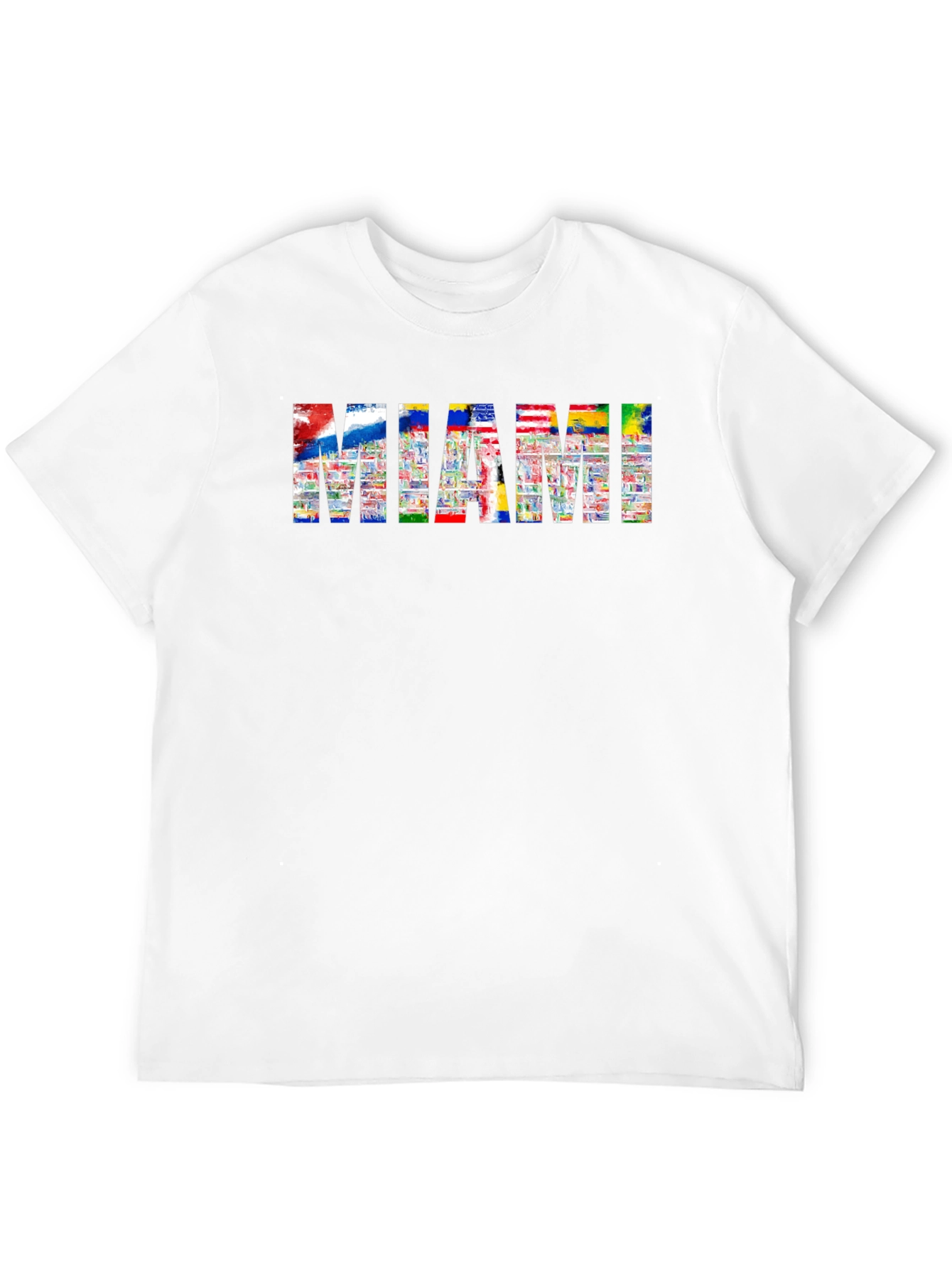 Miami Flag Fill Black T-Shirt