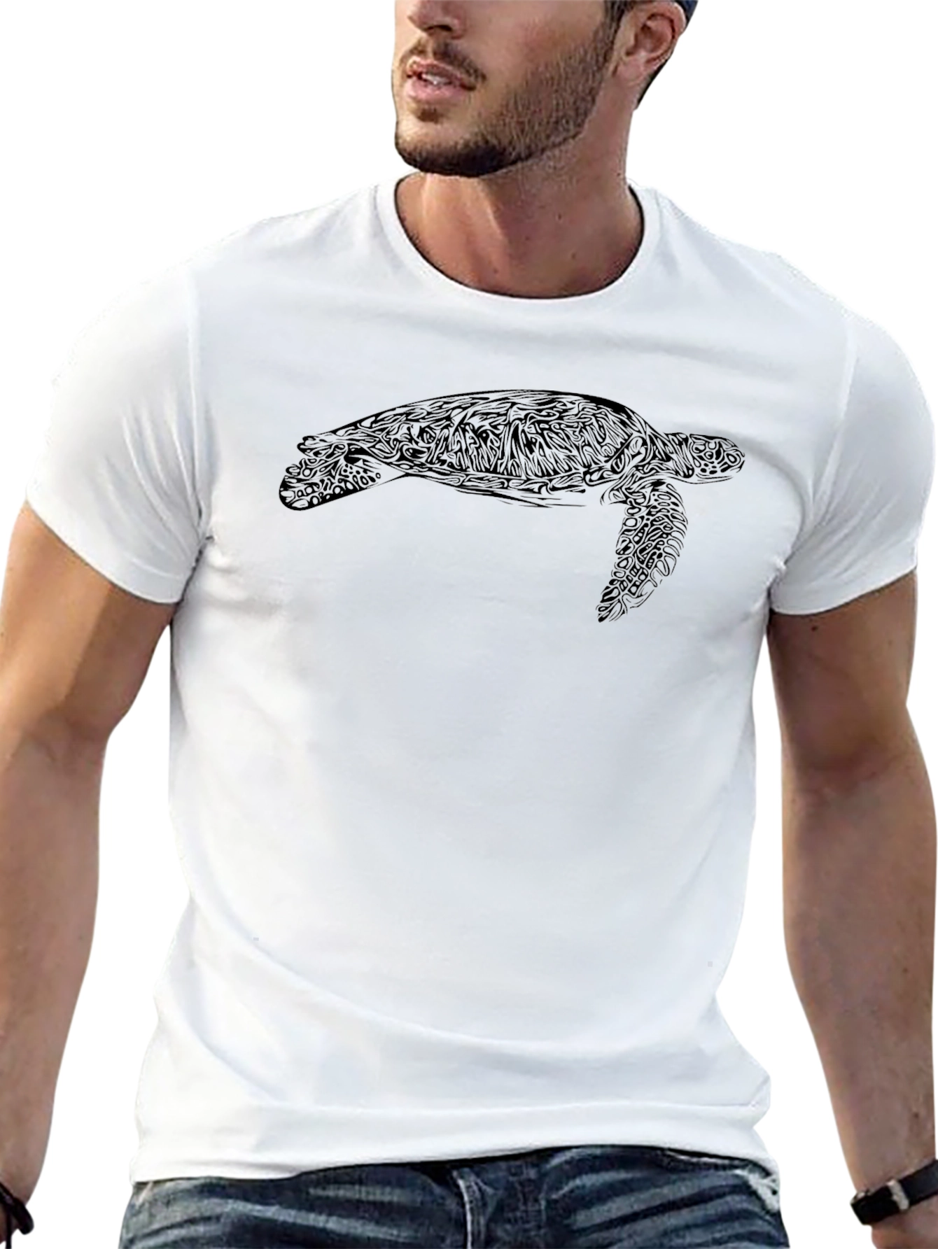 Black Turtle Graphic Tee - Sea Life Style