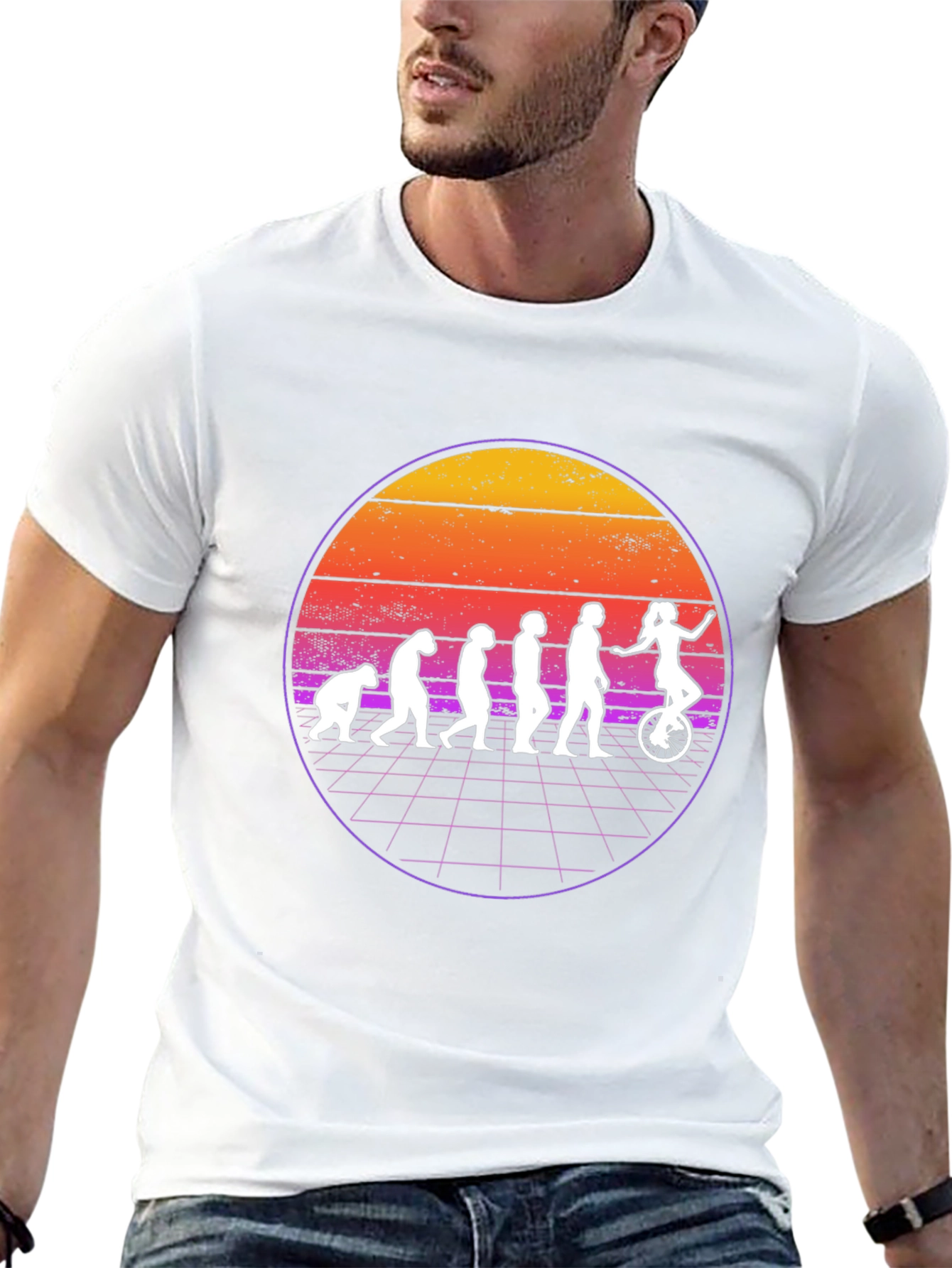 Evolution Unicycle T-Shirt - Retro Style
