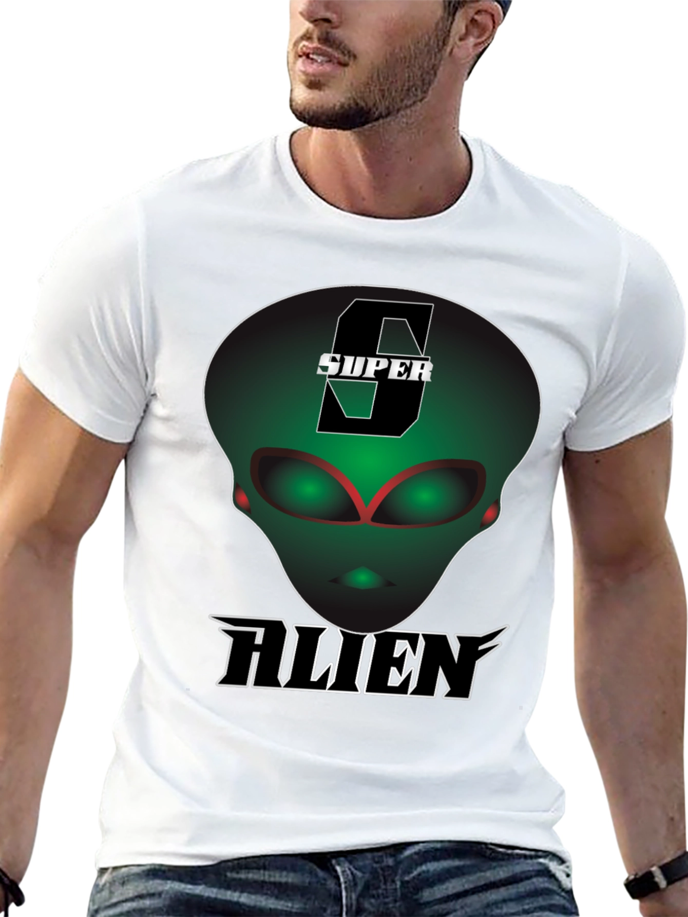 Super Alien Black T-Shirt - Unique Graphic Tee
