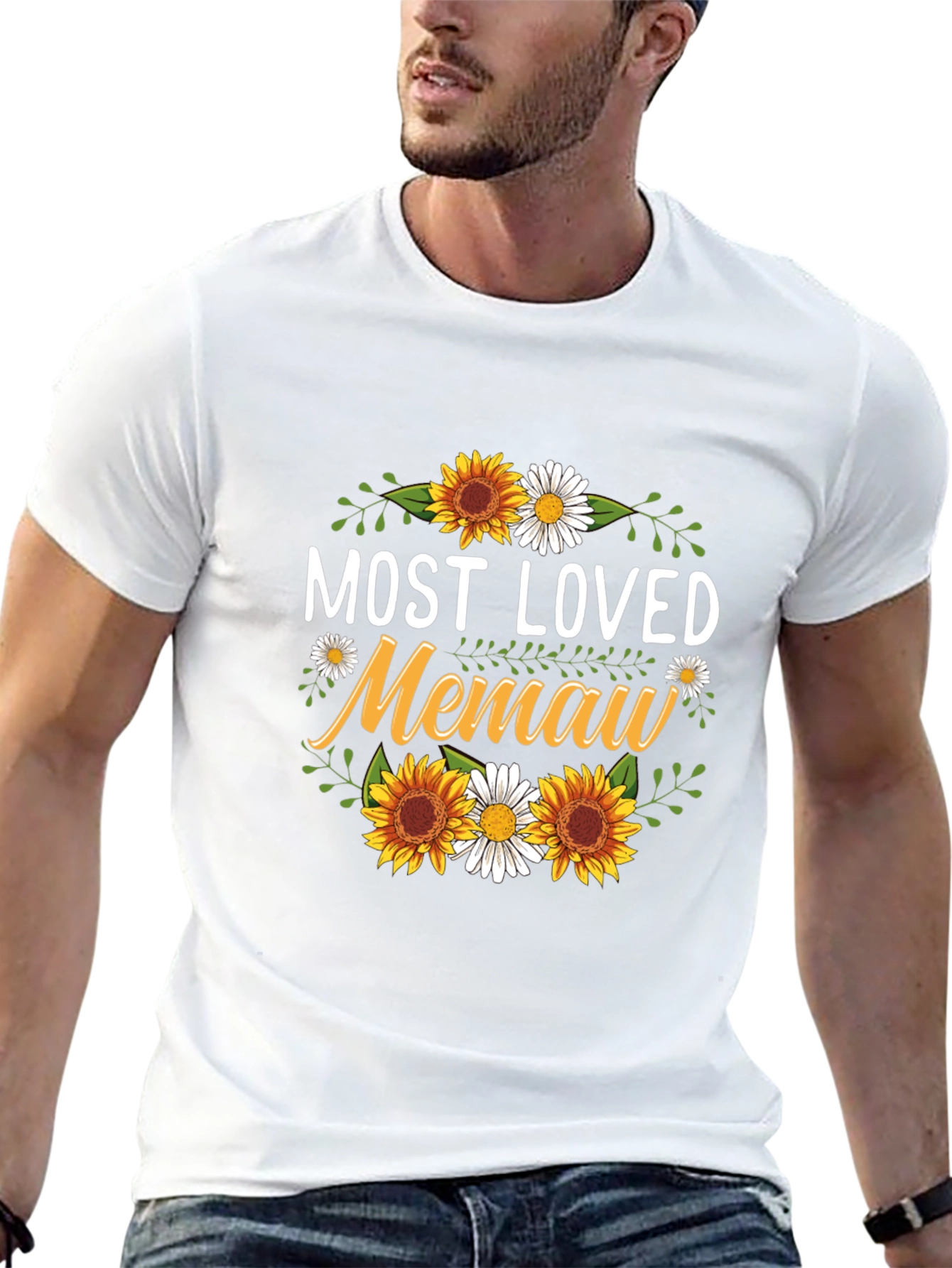 Most Loved Memaw Sunflower Graphic T-Shirt