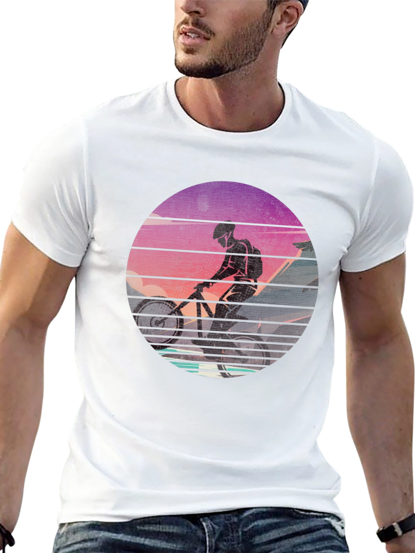 Mountain Biker Sunset Graphic Tee - Ride in Style!