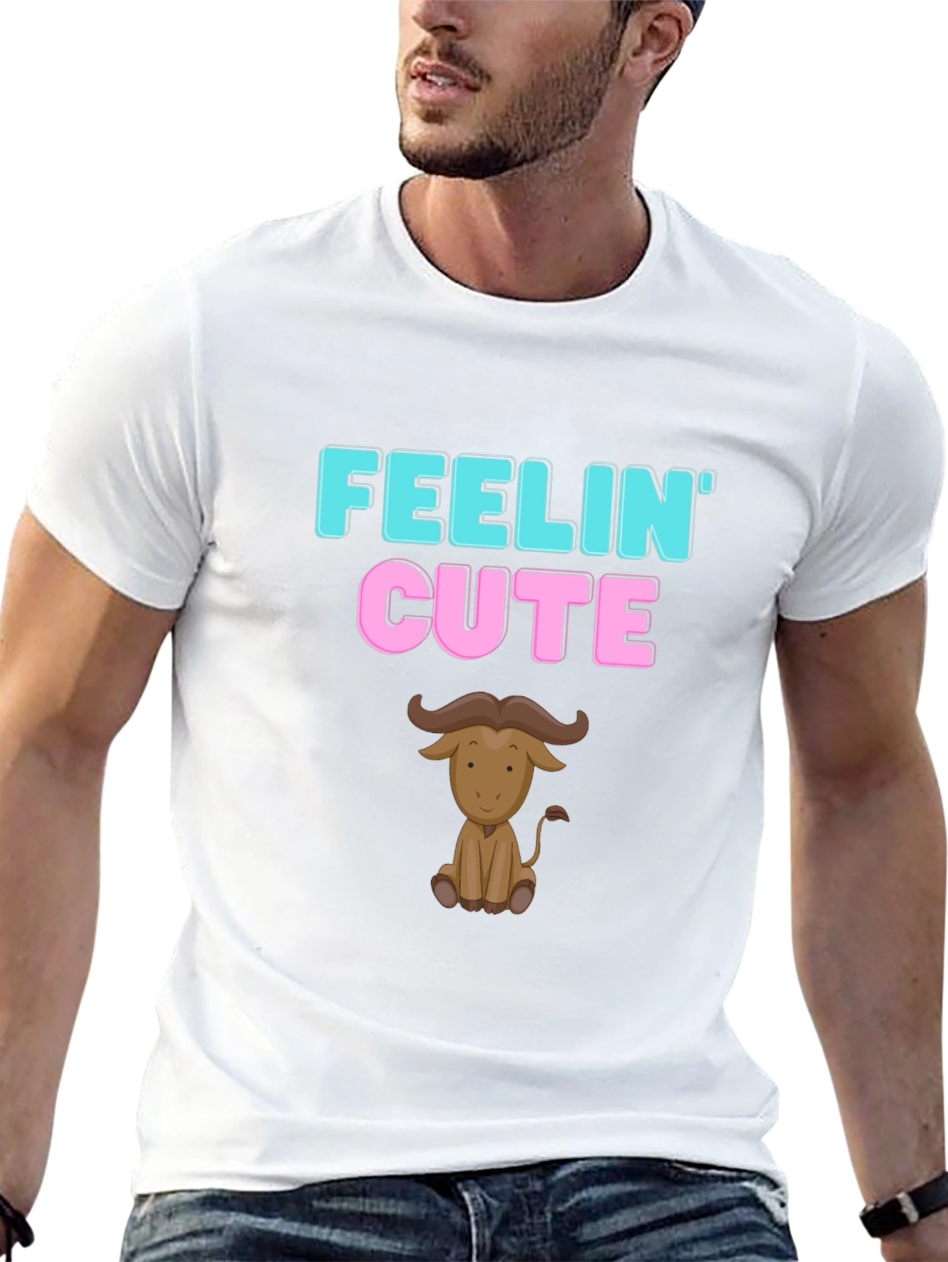 Feelin Cute Buffalo Graphic Tee - Black Cotton Shirt