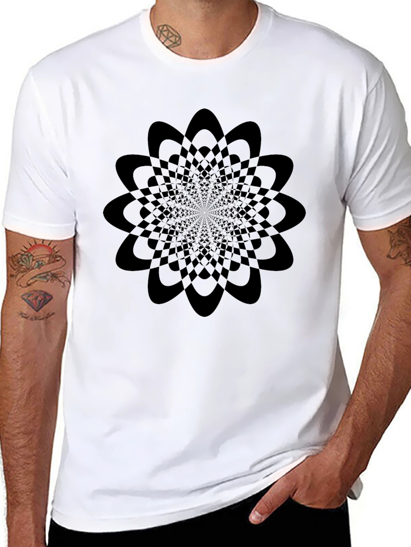Geometric Flower Tee - Modern Graphic T-Shirt