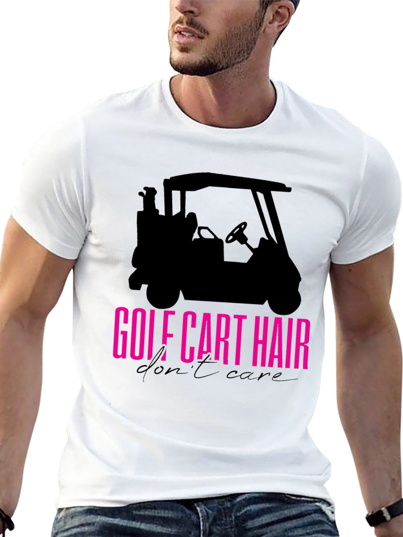 Golf Cart Hair T-Shirt - Black Casual Tee