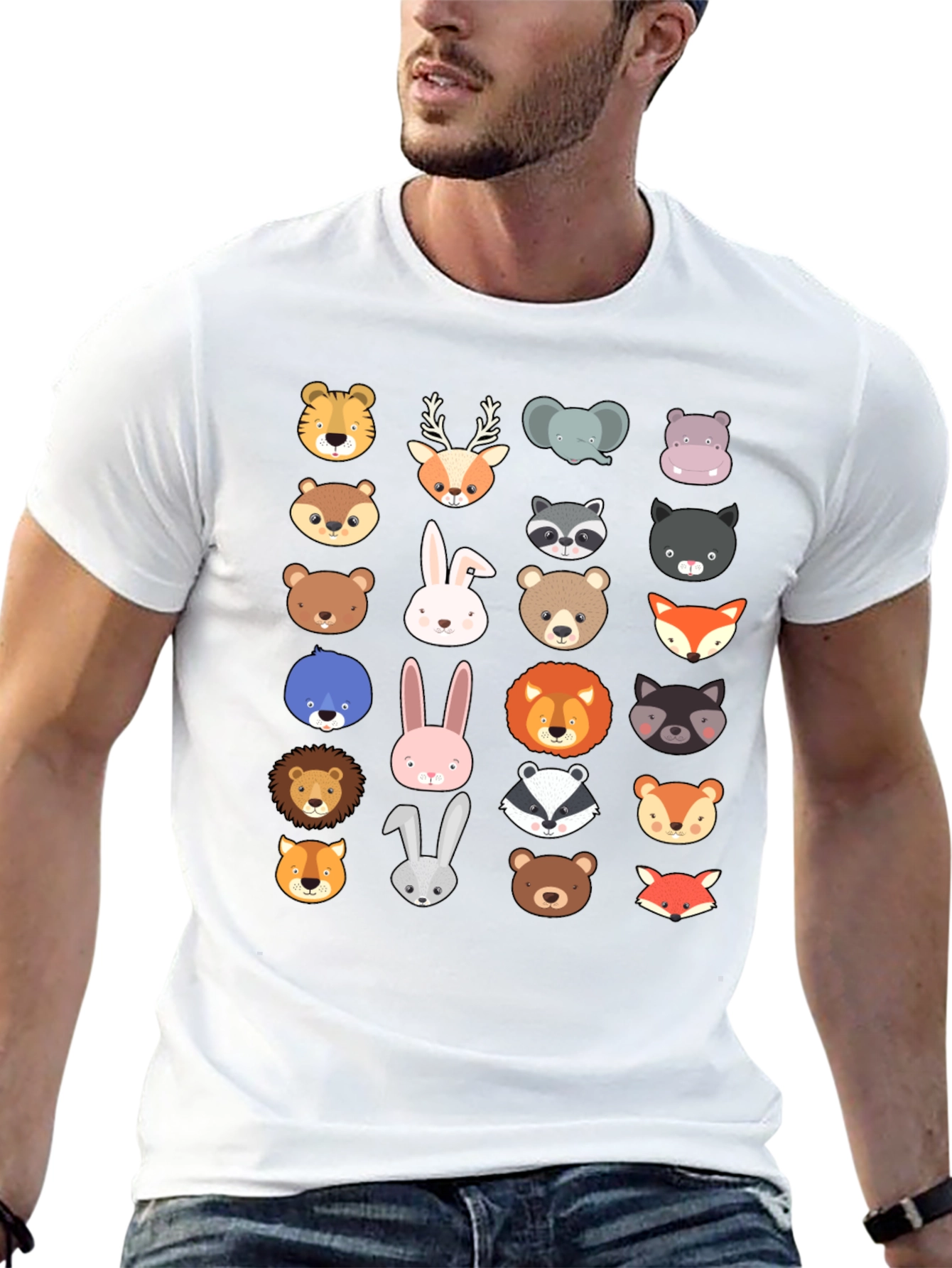 Animal Faces Graphic Tee - Black T-Shirt