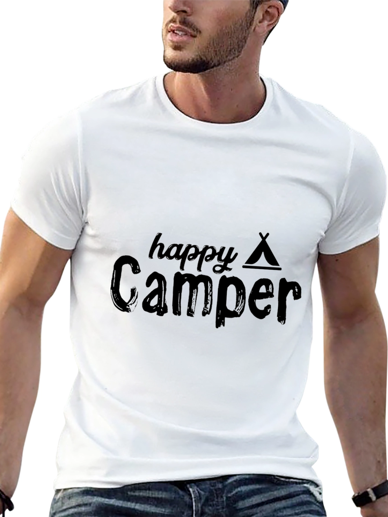 Happy Camper T-Shirt - Black Camping Tee