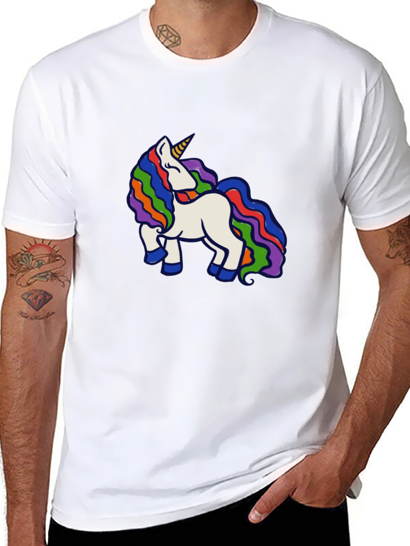 Rainbow Unicorn Black T-Shirt