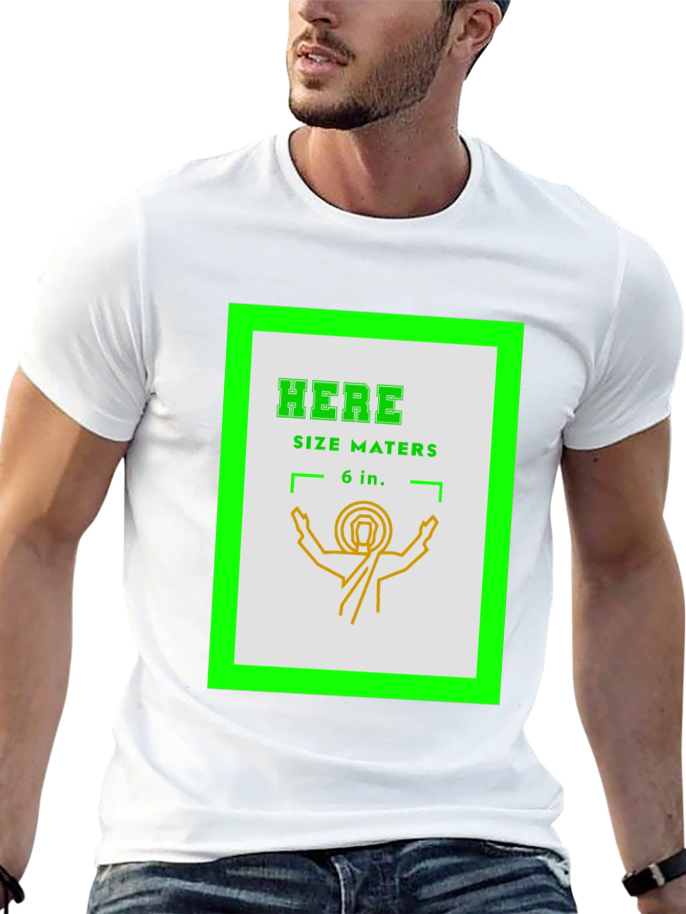 Here Size Maters T-Shirt Funny Graphic Tee